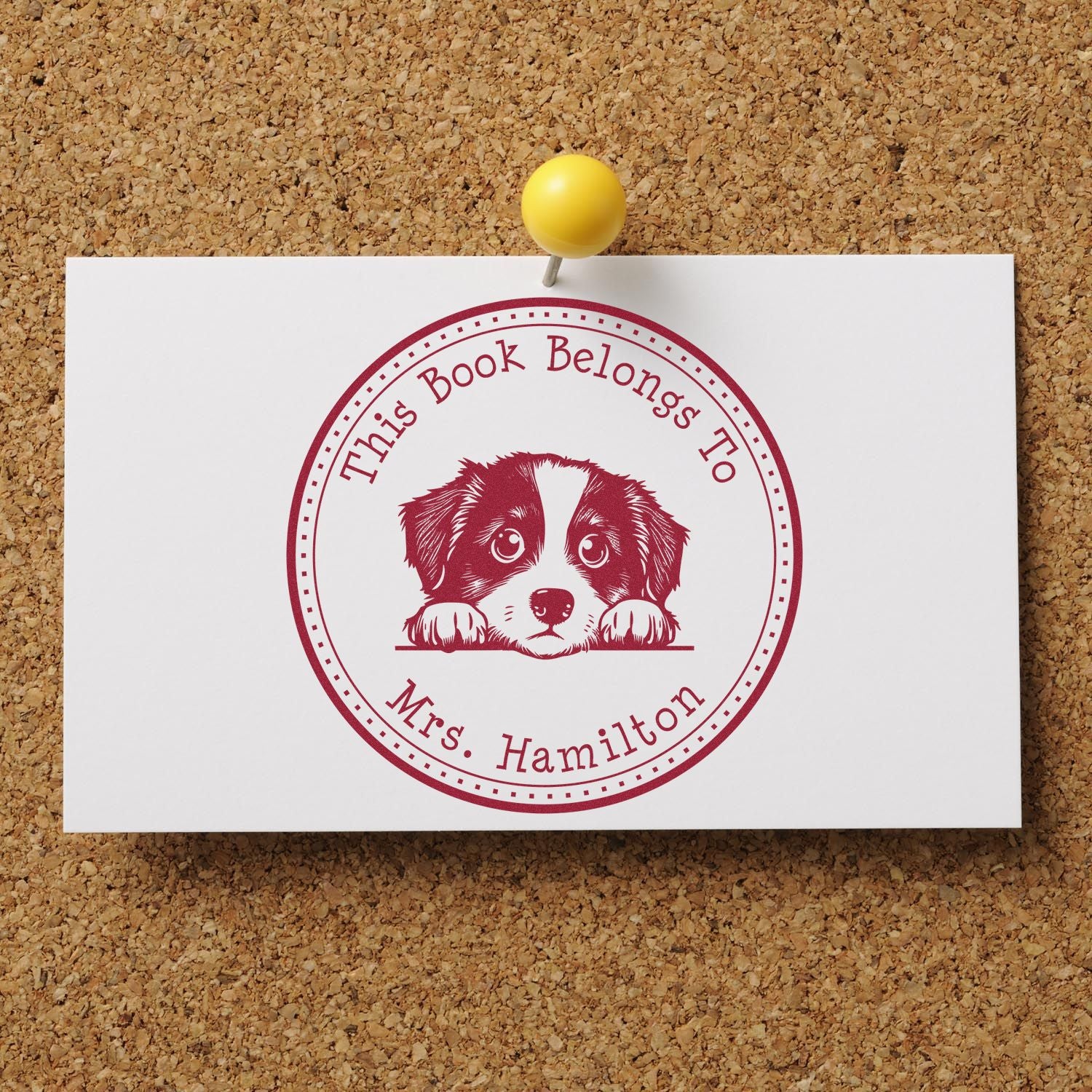 Miniature American Shepherd Custom Ex Libris Library Stamper - Engineer Seal Stamps