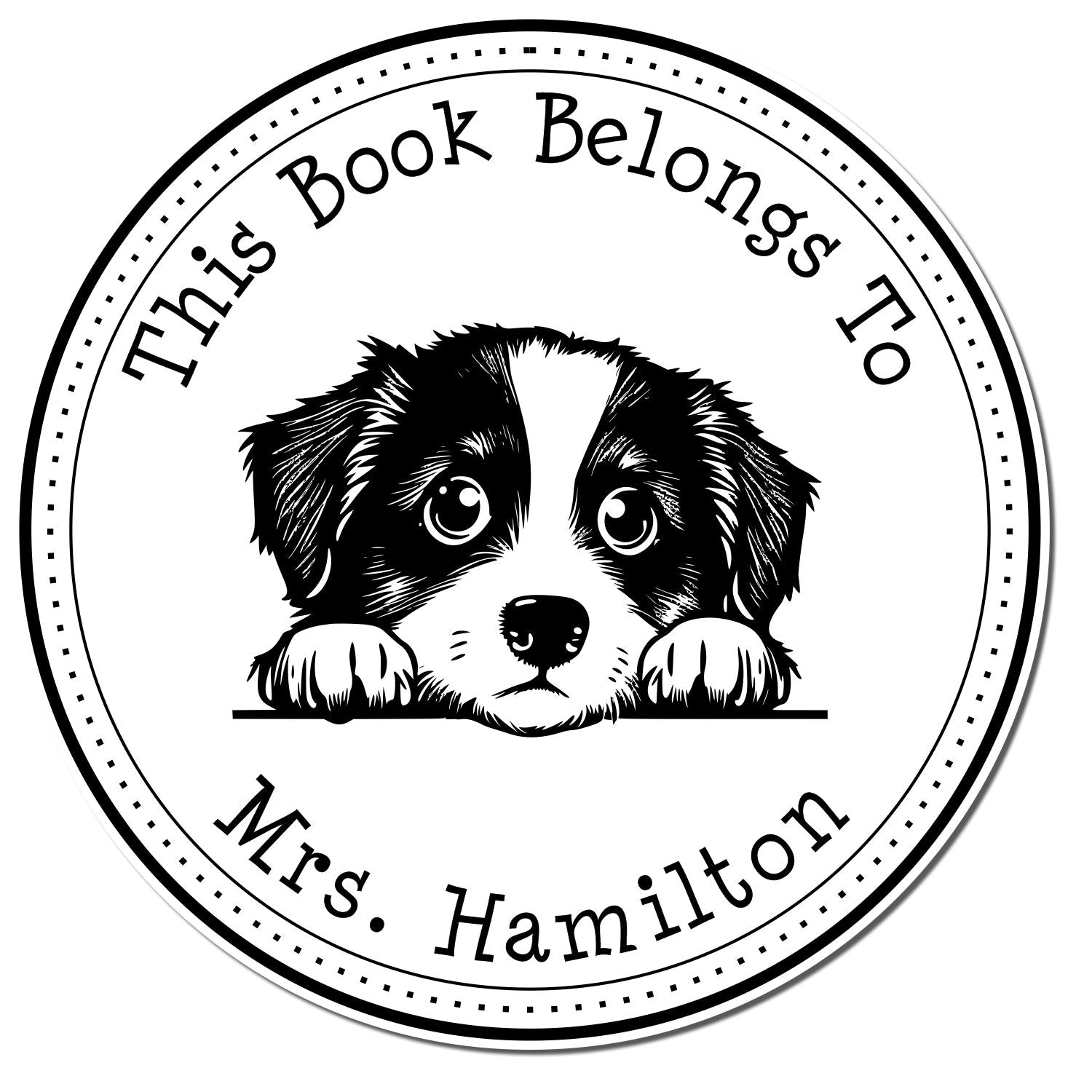 Miniature American Shepherd Custom Ex Libris Library Stamper - Engineer Seal Stamps