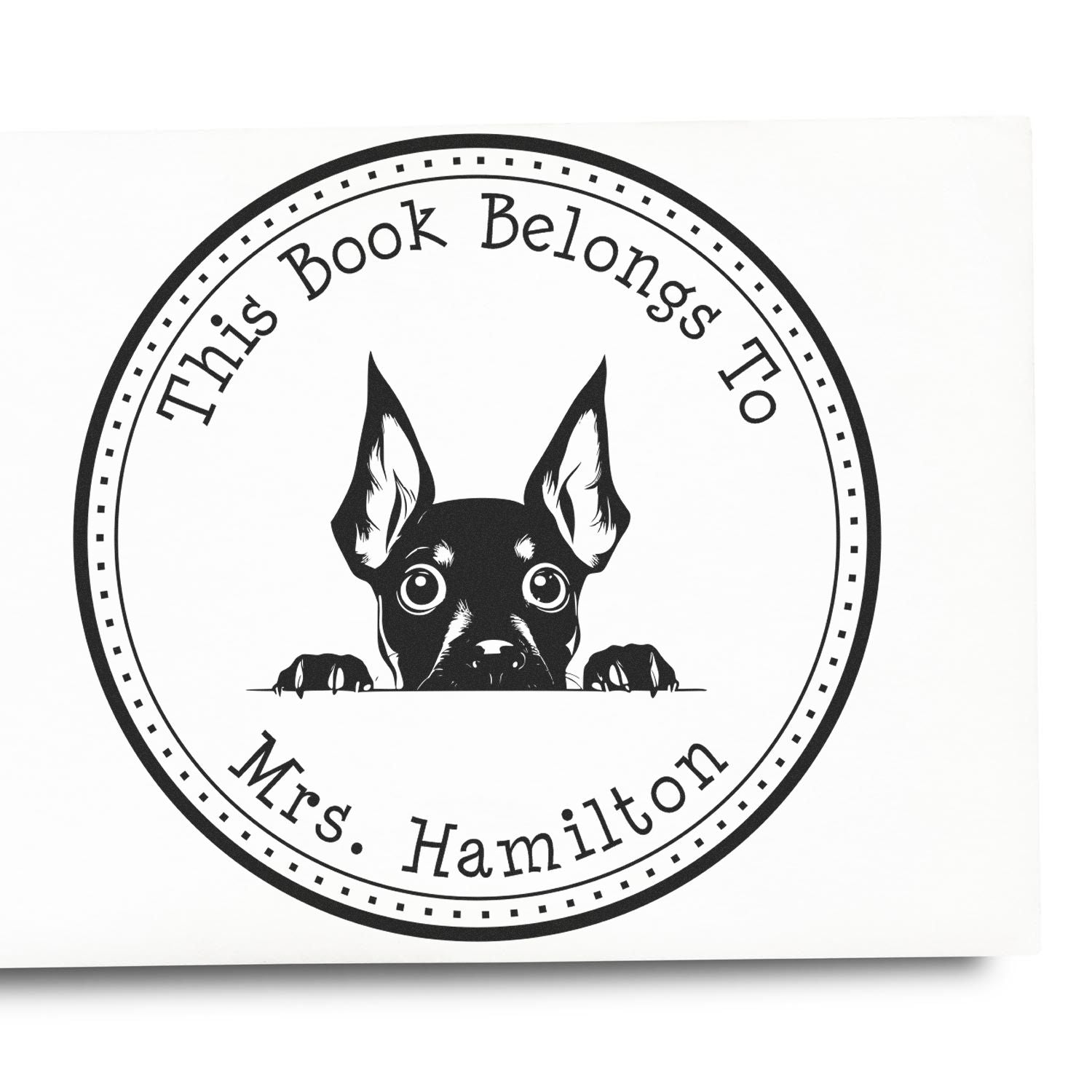 Miniature Pinscher Custom Ex Libris Book Stamp - Engineer Seal Stamps