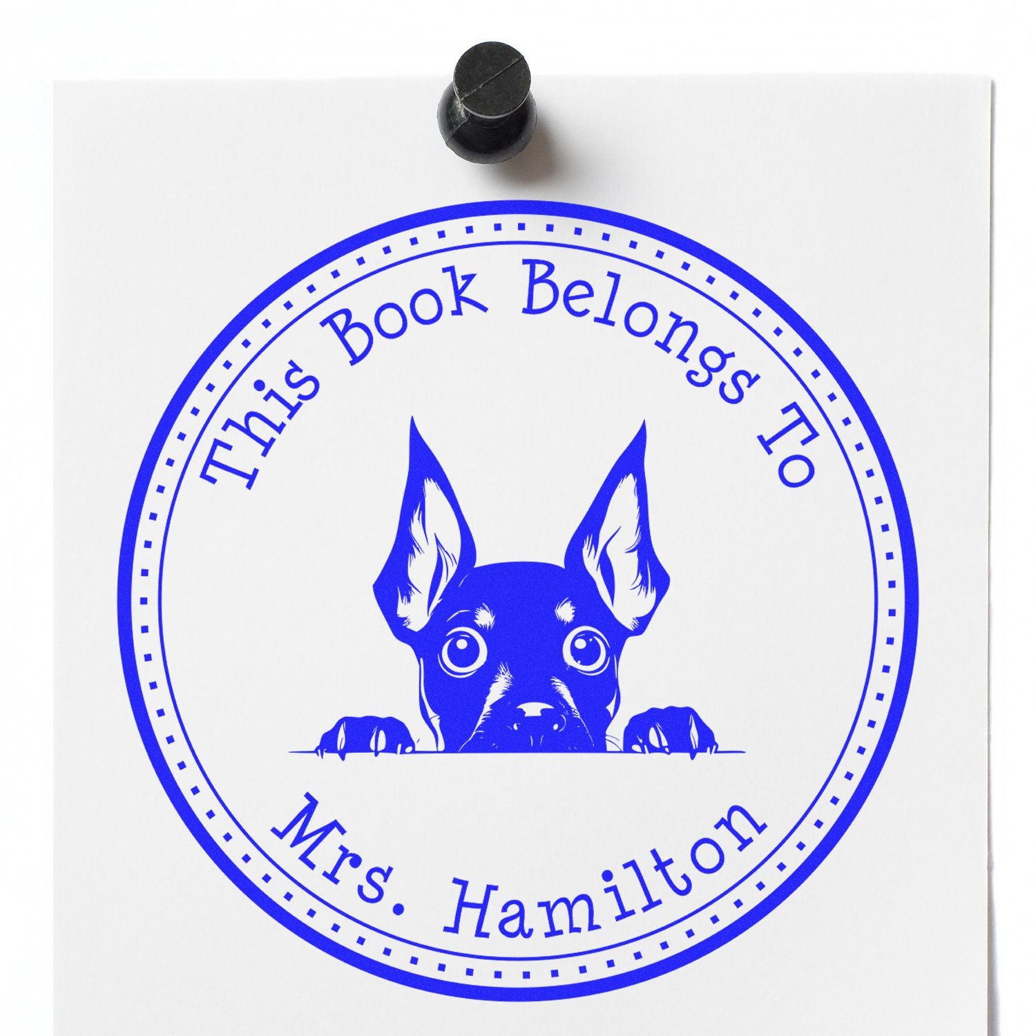 Self-Inking Miniature Pinscher Customizable Librarian Stamp - Engineer Seal Stamps