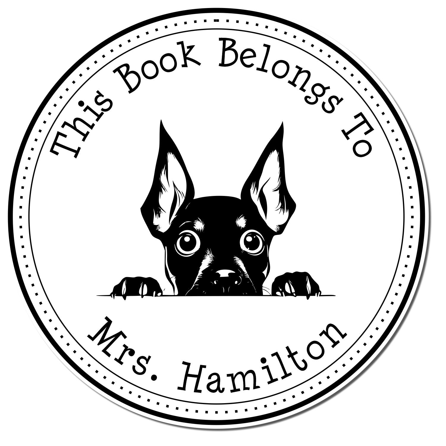 Wooden Handle Miniature Pinscher Custom Private Library Stamp - Engineer Seal Stamps