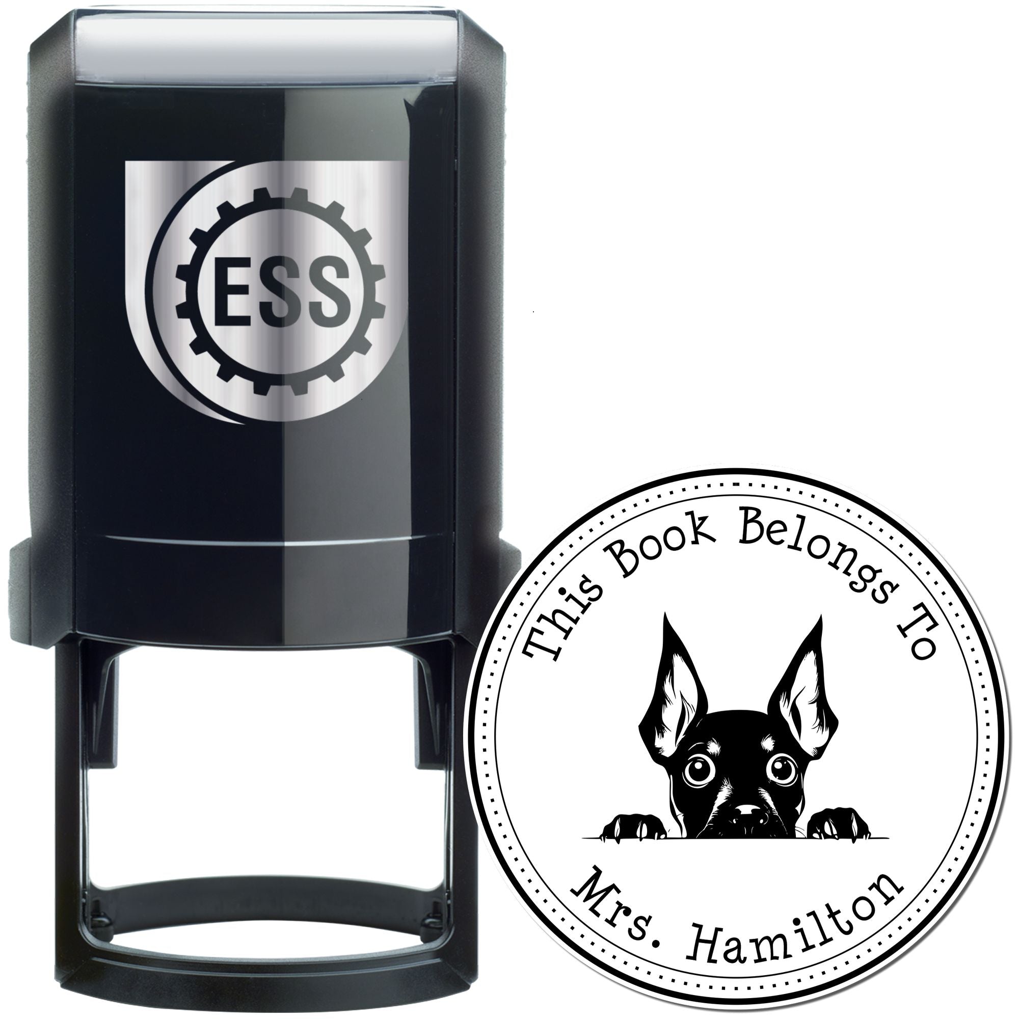Self-Inking Miniature Pinscher Customizable Librarian Stamp - Engineer Seal Stamps