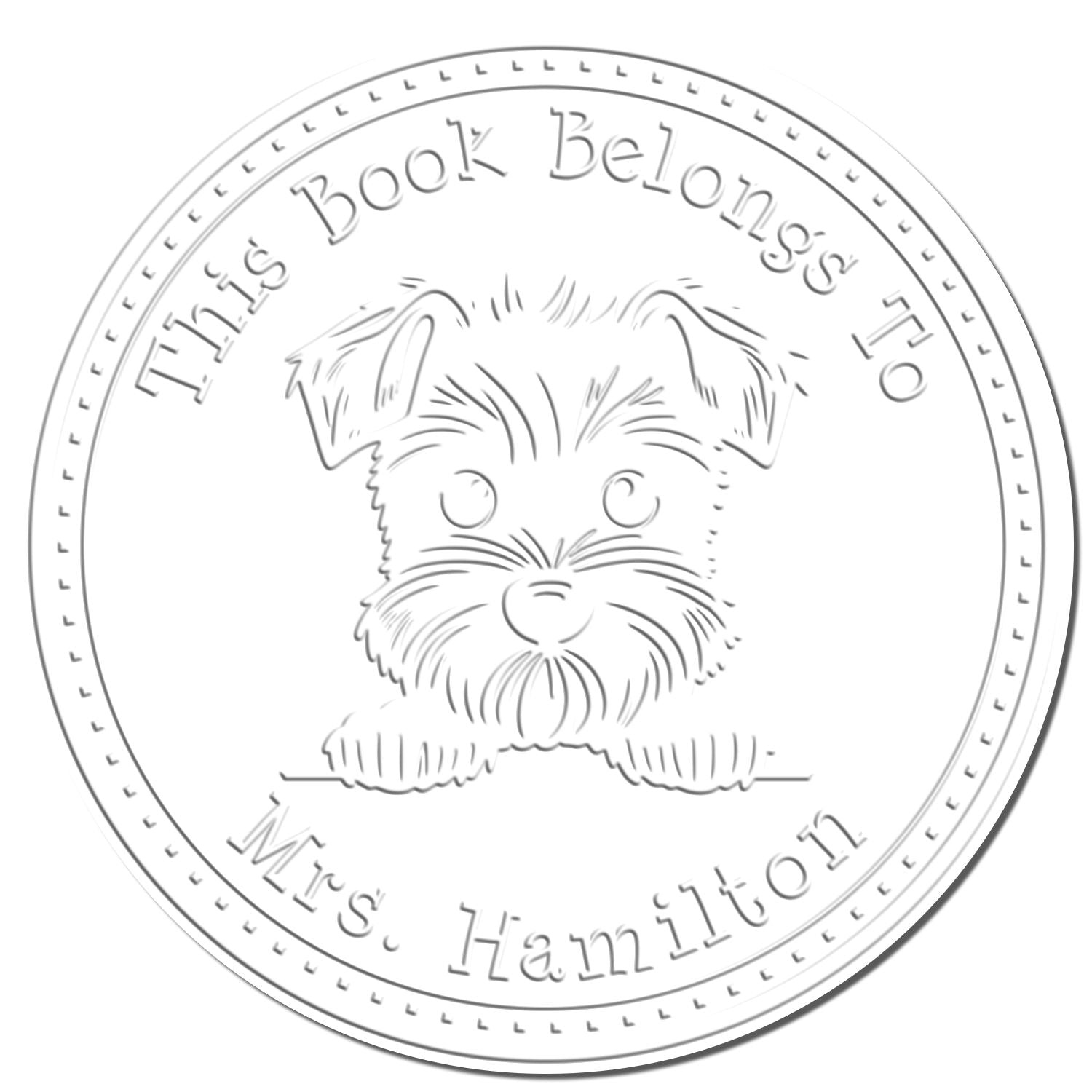 Handheld Miniature Schnauzer Personalized From the Desk of Seal Embossed Stamp - Engineer Seal Stamps