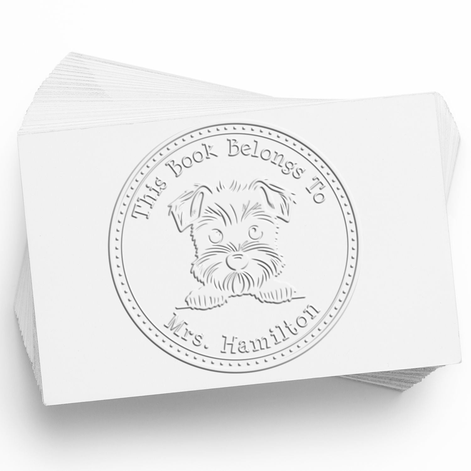 Miniature Schnauzer Personalized Book Return Seal Embosser