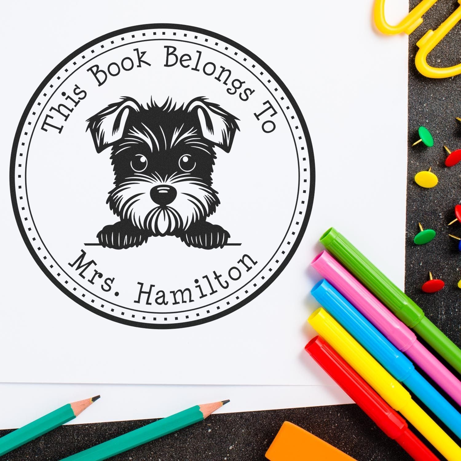 Miniature Schnauzer Customizable From the Desk of Stamper - Engineer Seal Stamps