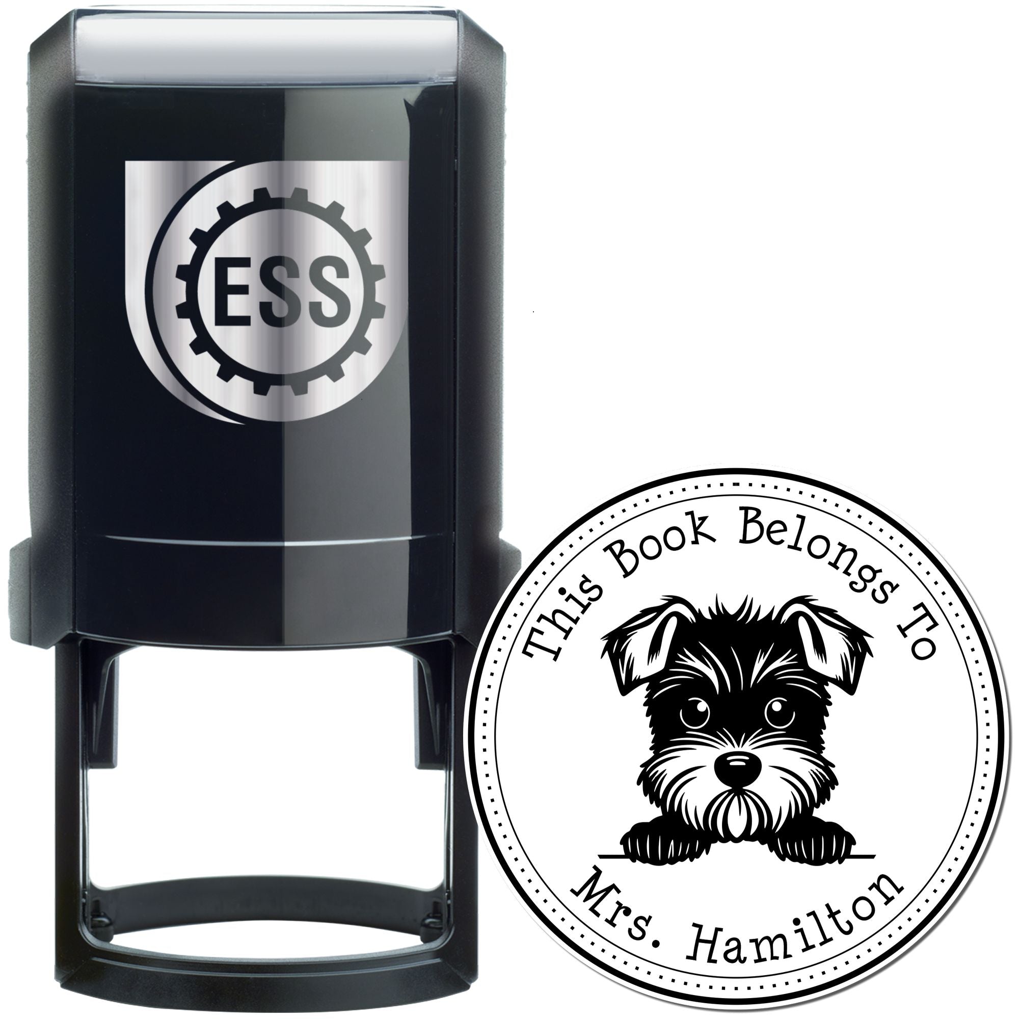 Self-Inking Miniature Schnauzer Customizable Librarian Stamper - Engineer Seal Stamps