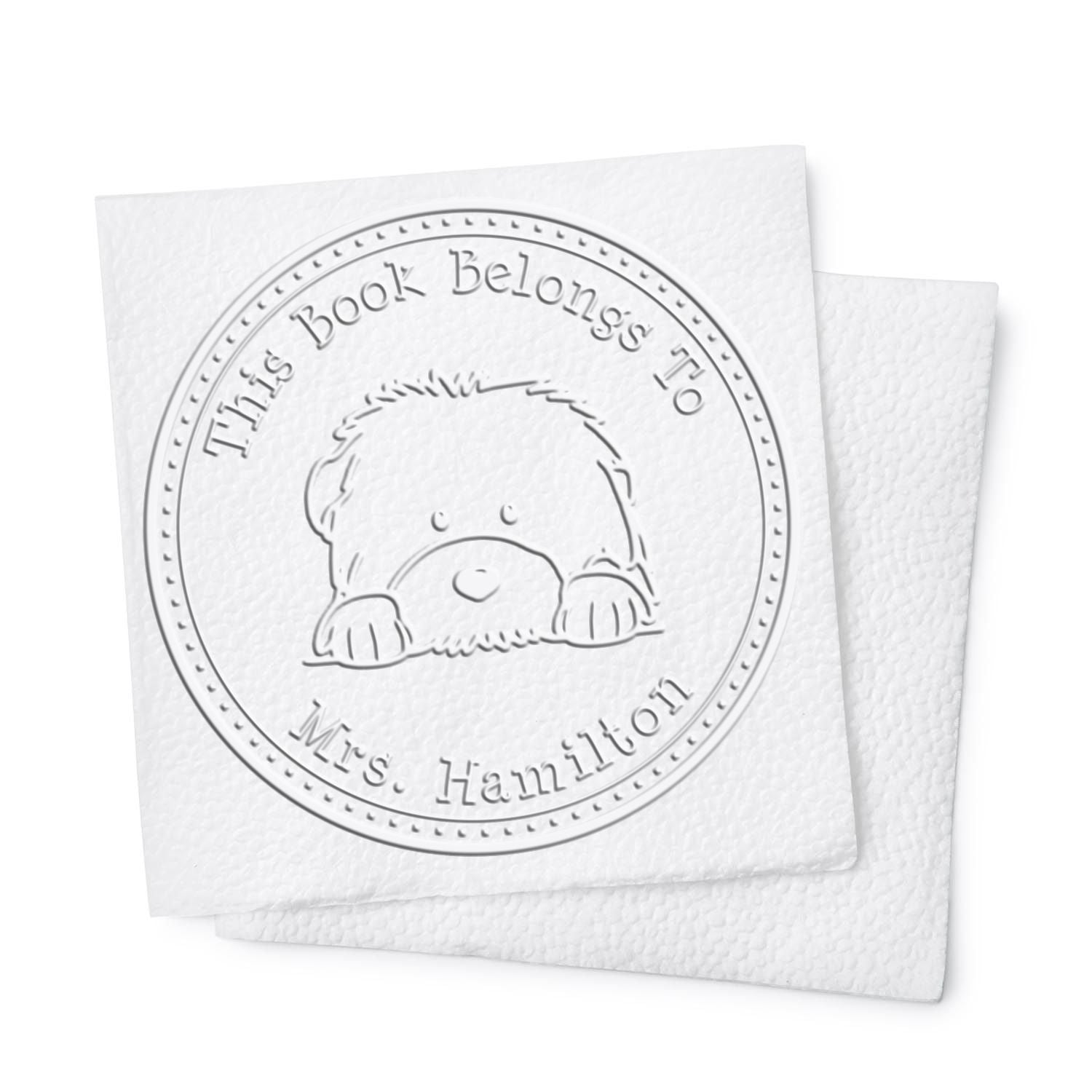 Old English Sheepdog Personalized Book Return Embossing Stamp - Engineer Seal Stamps