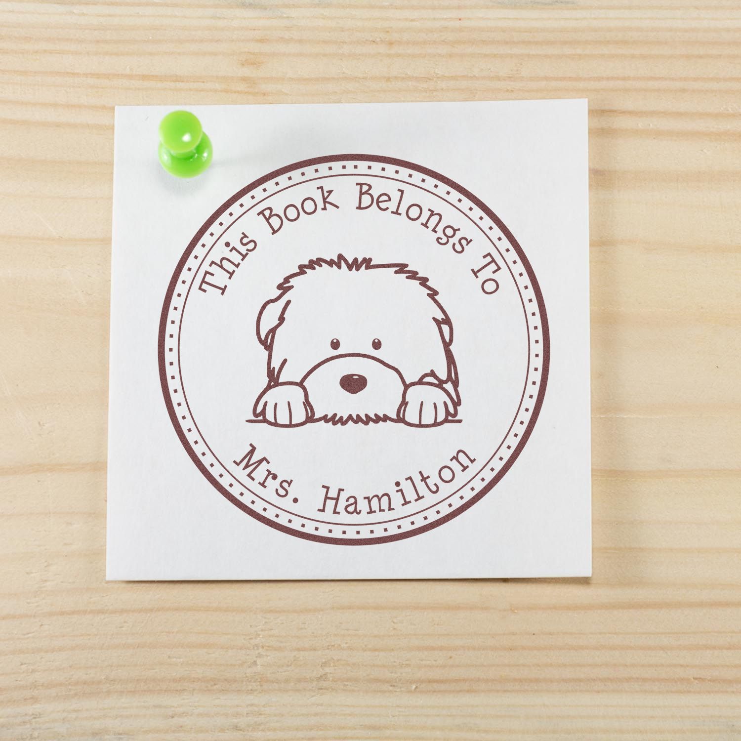 Old English Sheepdog Customizable Ex Libris Stamp - Engineer Seal Stamps