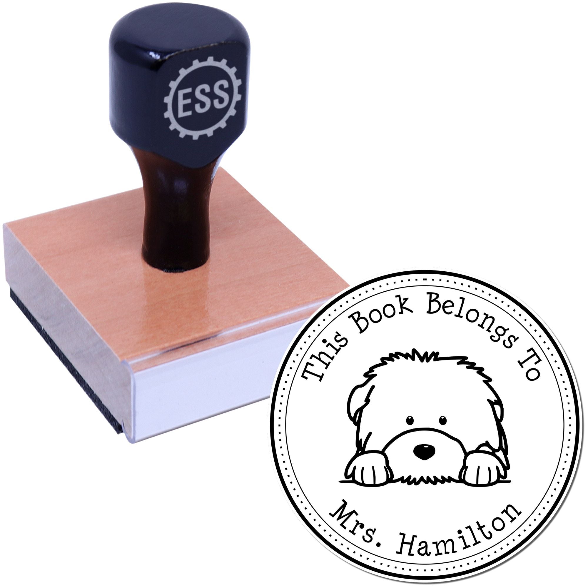 Wooden Handle Old English Sheepdog Custom-Made From the Library of Stamp - Engineer Seal Stamps