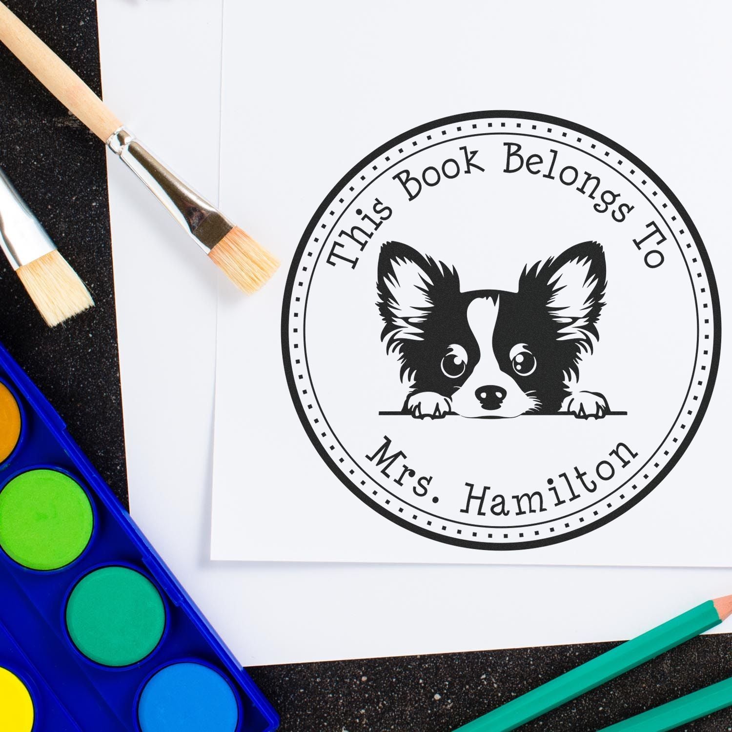 Self-Inking Papillon Customizable Book Label Stamper - Engineer Seal Stamps