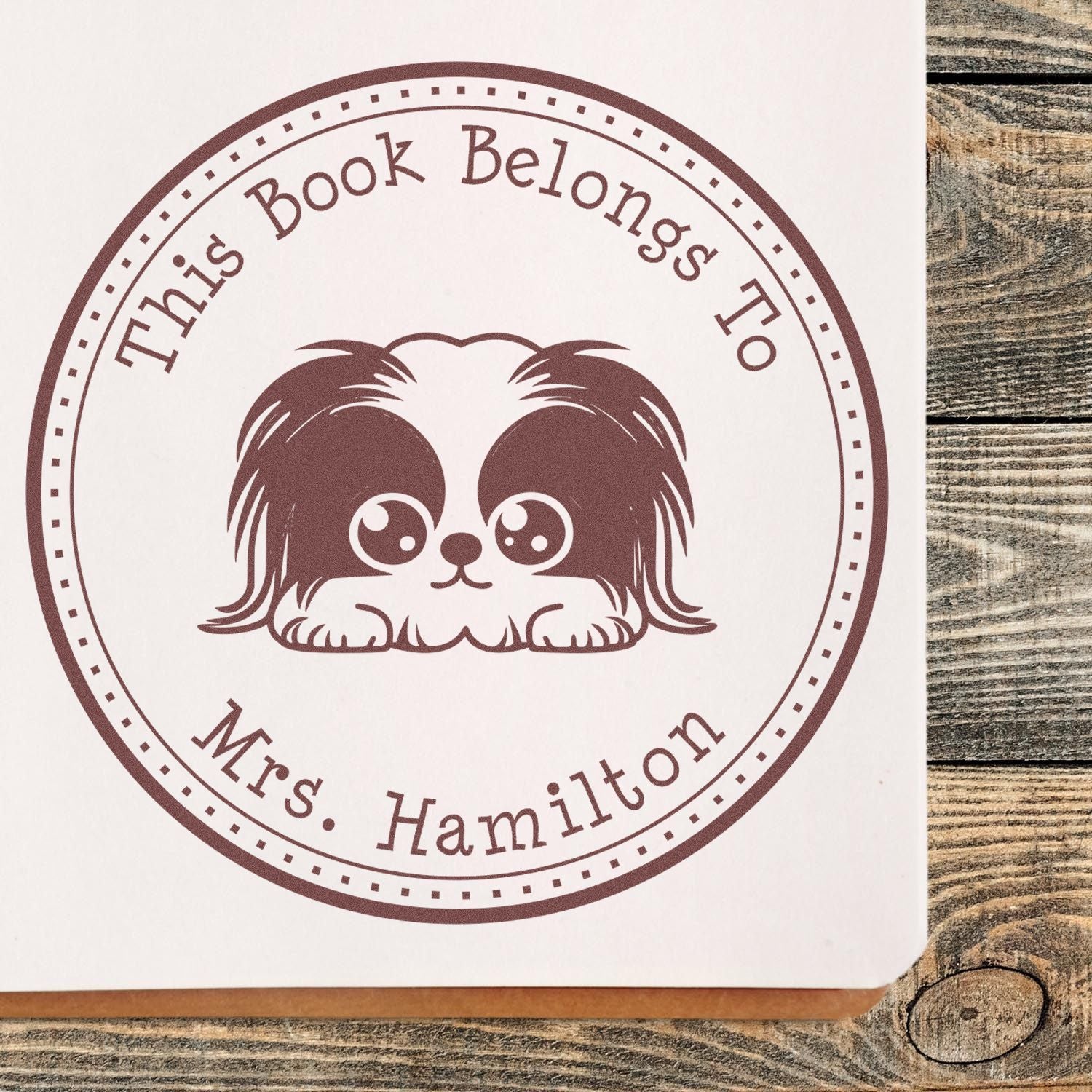 Self-Inking Pekingese Customizable Library Name Stamp - Engineer Seal Stamps