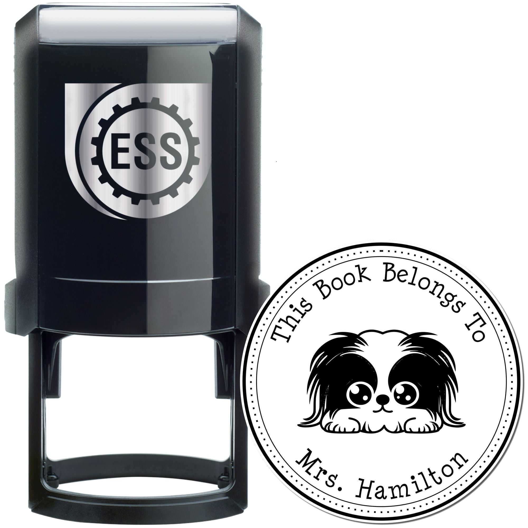 Self-Inking Pekingese Customizable Library Name Stamp - Engineer Seal Stamps