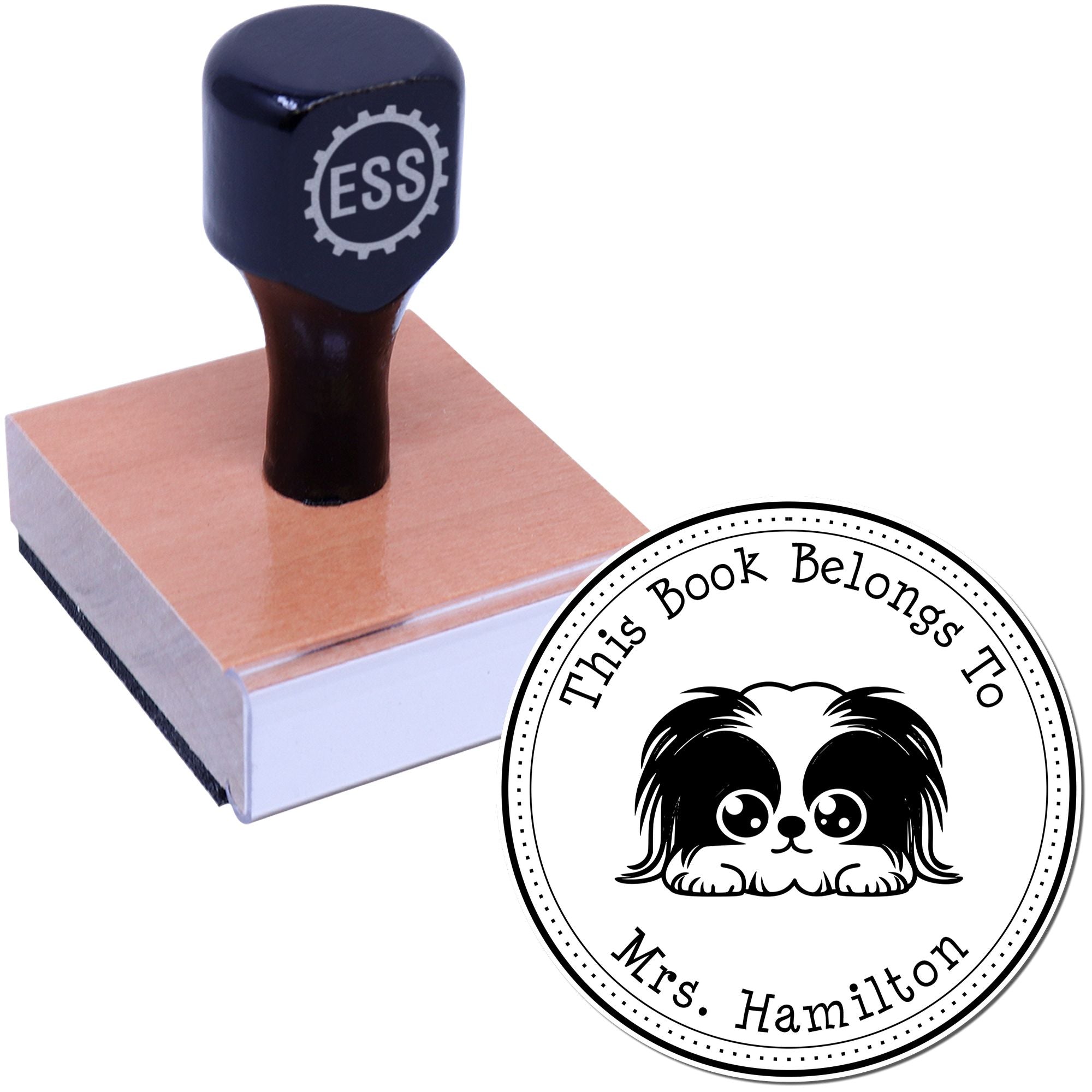 Wooden Handle Pekingese Custom-Made Property of Stamp - Engineer Seal Stamps