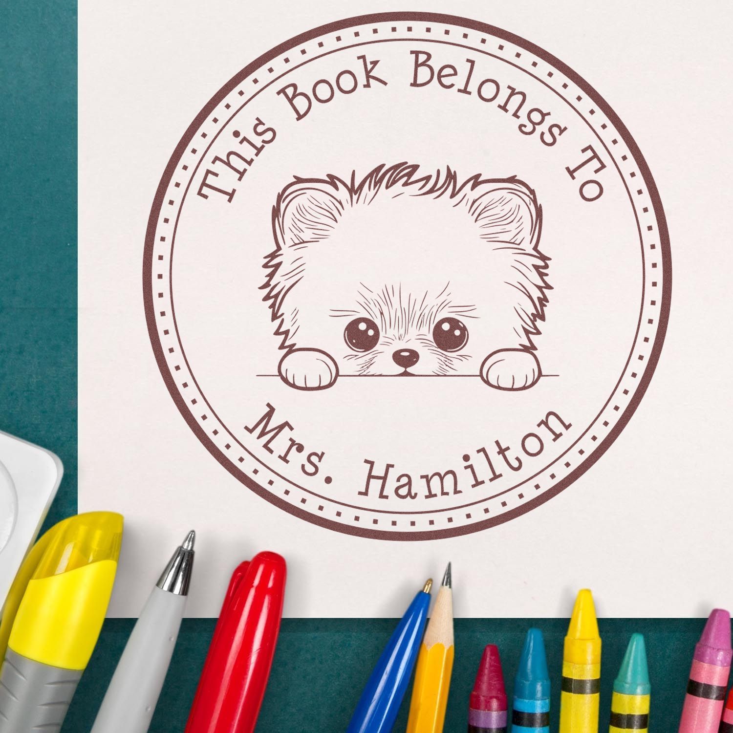 Pomeranian Customizable Ex Libris Library Stamper - Engineer Seal Stamps