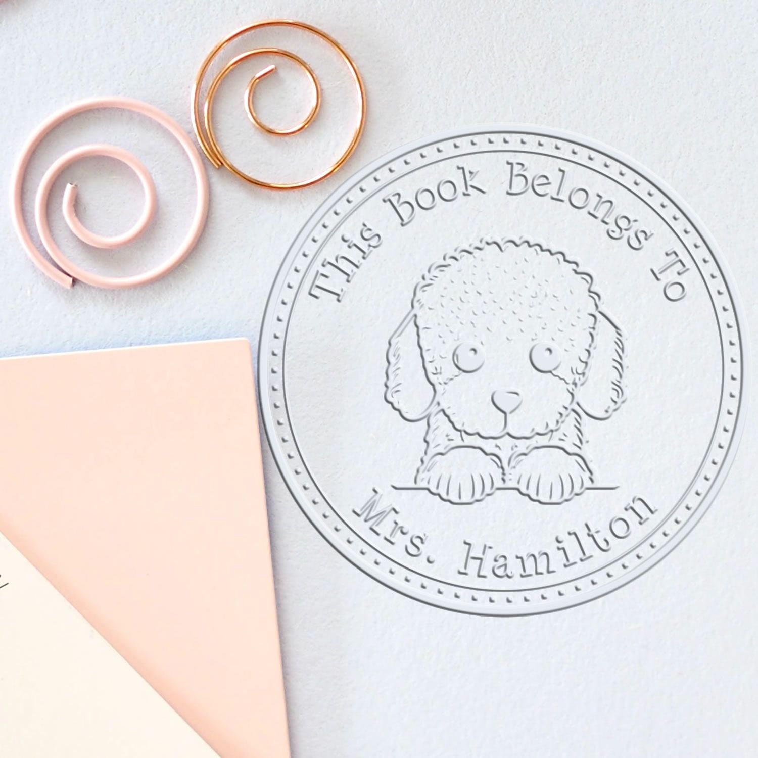 Poodle Personalized Book Return Seal Embossing Stamp