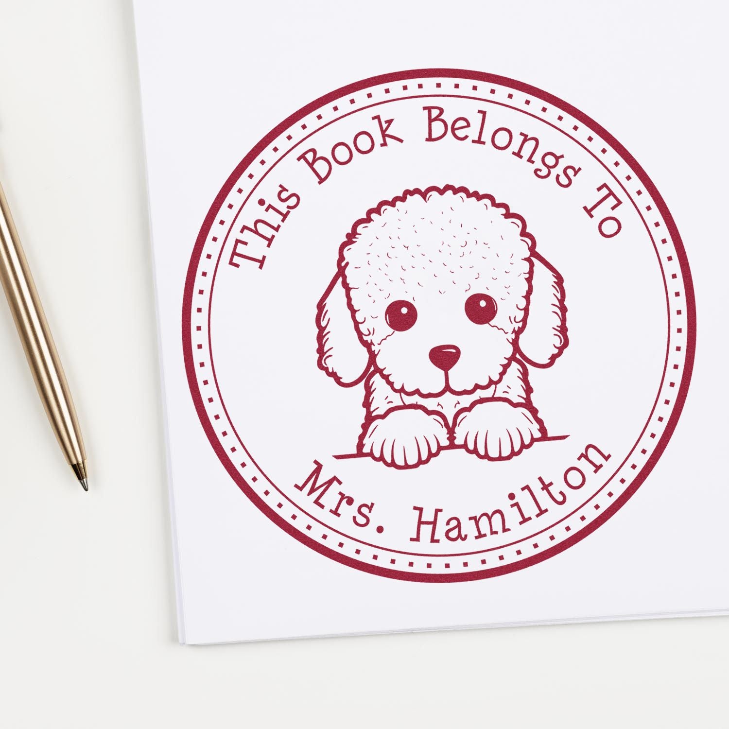 Poodle Customizable Ex Libris Book Stamp - Engineer Seal Stamps