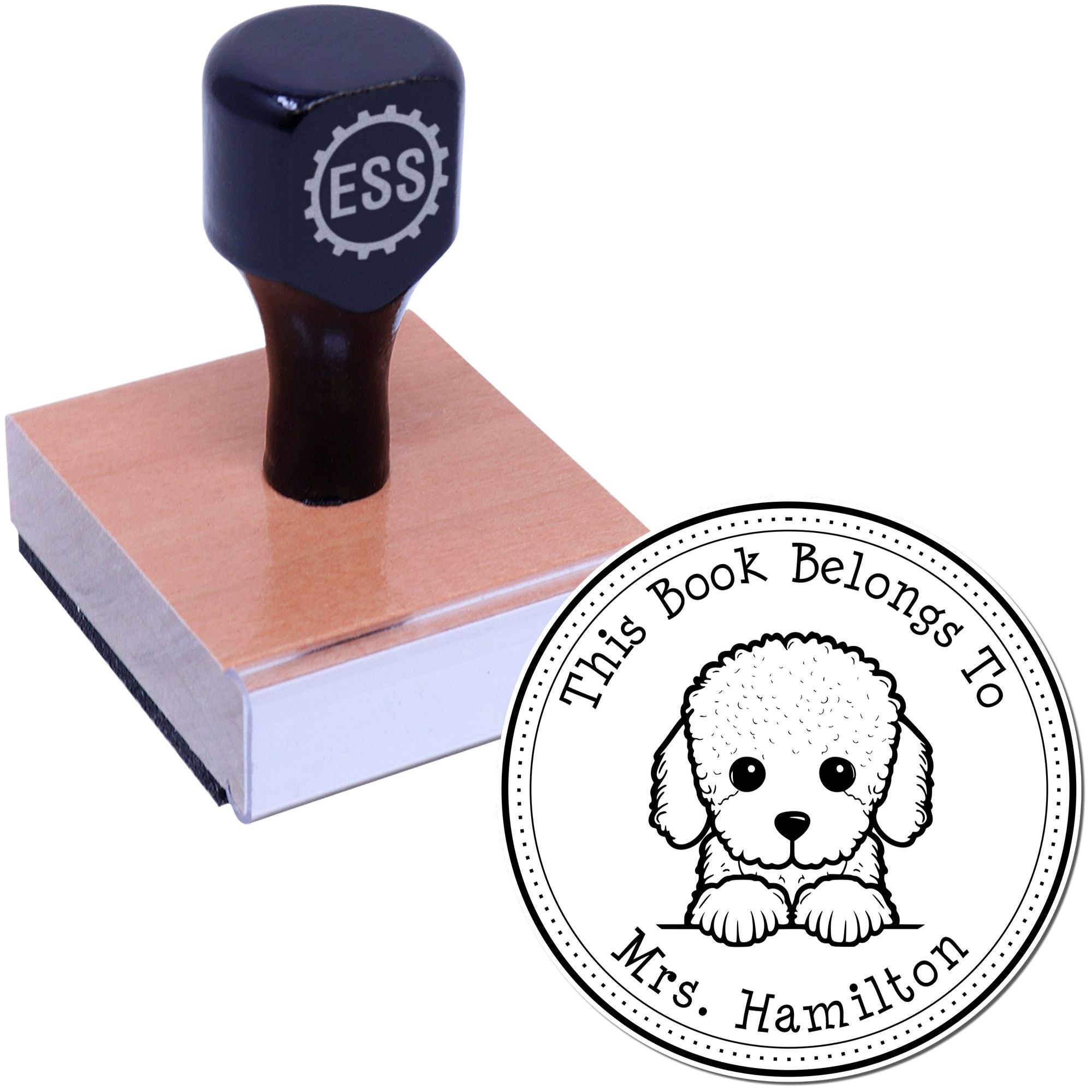 Wooden Handle Poodle Custom-Made Read it Return It Stamp - Engineer Seal Stamps