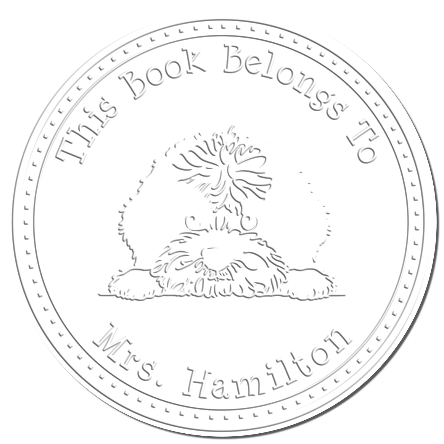 Portuguese Water Dog Personalized Book Return Seal Embossed Stamp - Engineer Seal Stamps