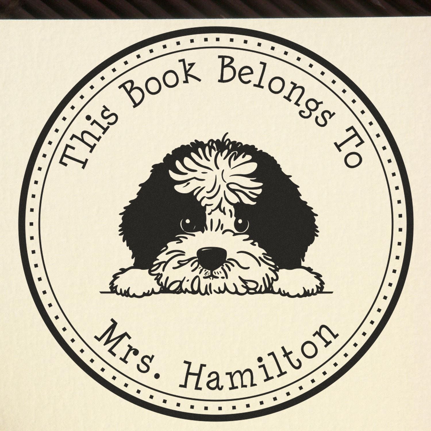 Wooden Handle Portuguese Water Dog Custom-Made Read it Return It Stamper - Engineer Seal Stamps