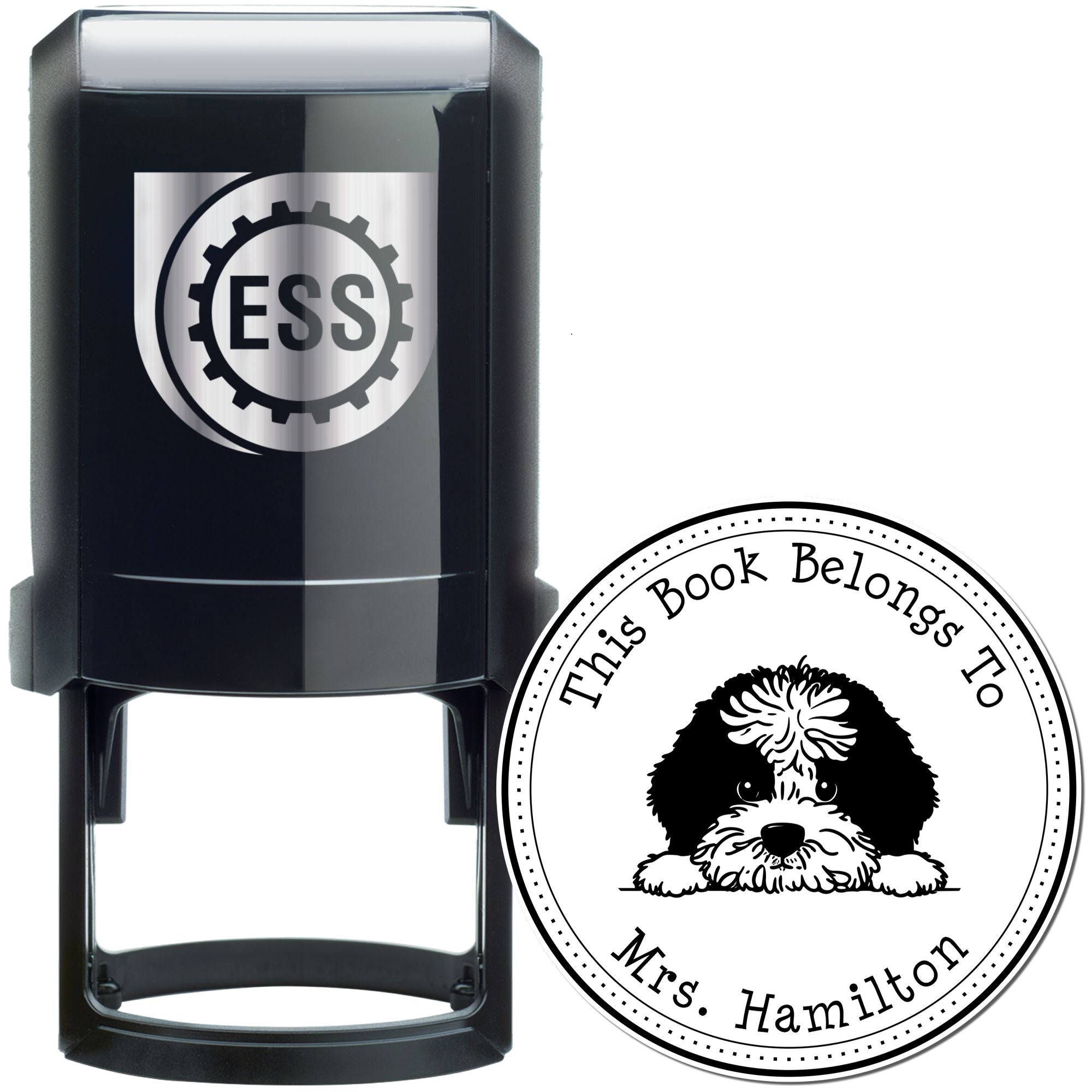 Self-Inking Portuguese Water Dog Customizable Private Library Stamper - Engineer Seal Stamps