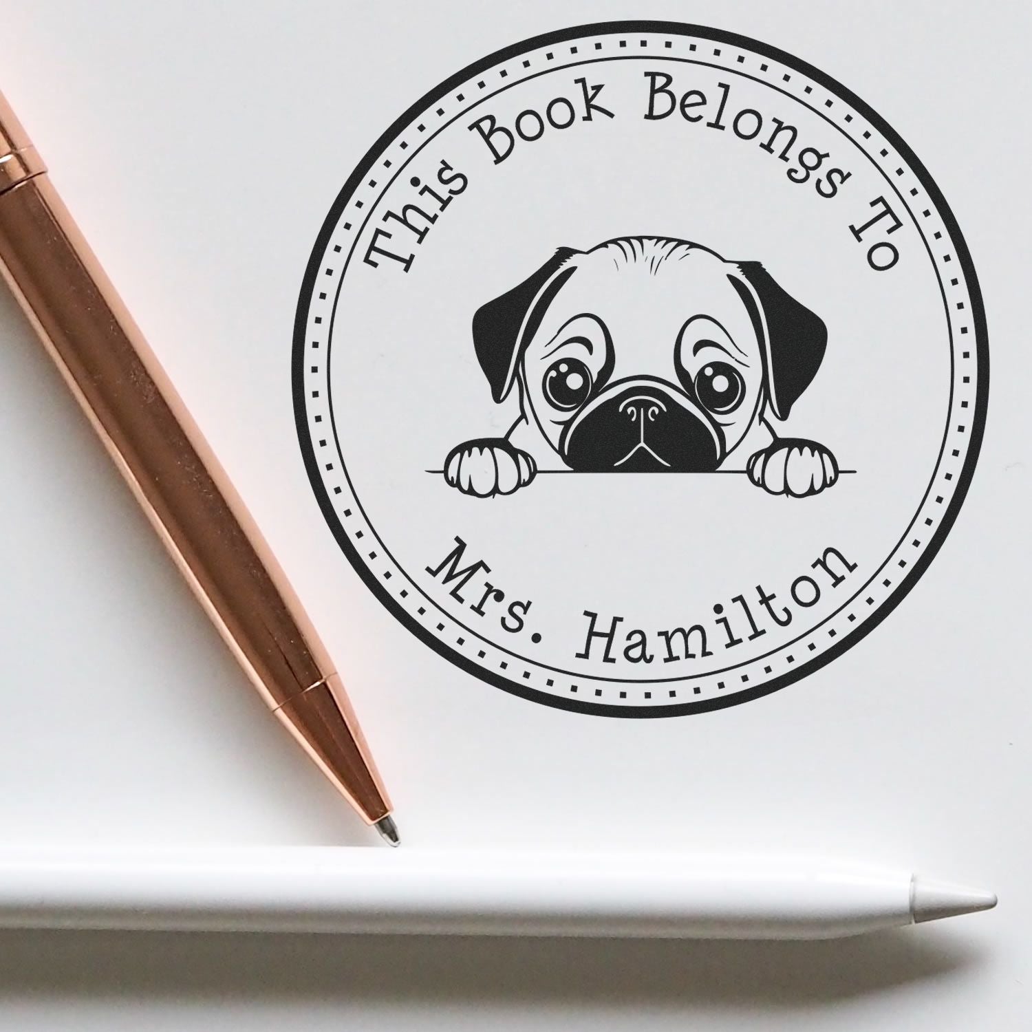 Pug Customizable Library Book Stamp - Engineer Seal Stamps