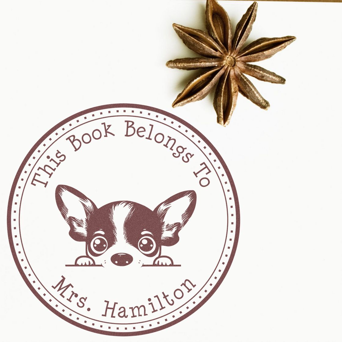 Wooden Handle Rat Terrier Custom-Made Book Stamper - Engineer Seal Stamps