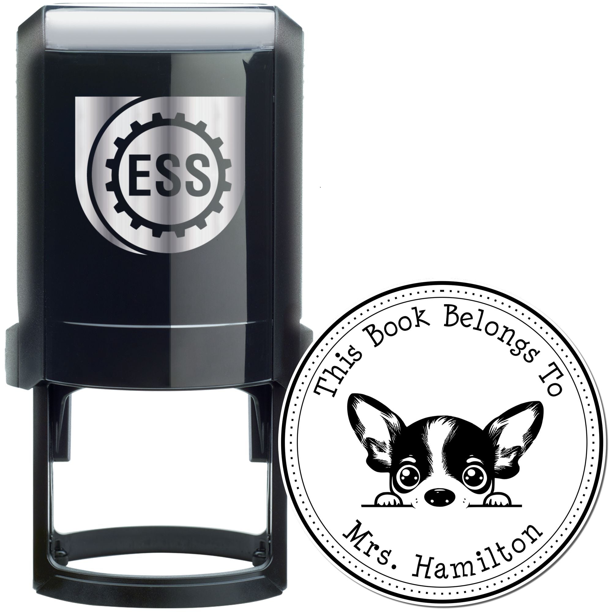 Self-Inking Rat Terrier Personalizable Library of Stamper - Engineer Seal Stamps