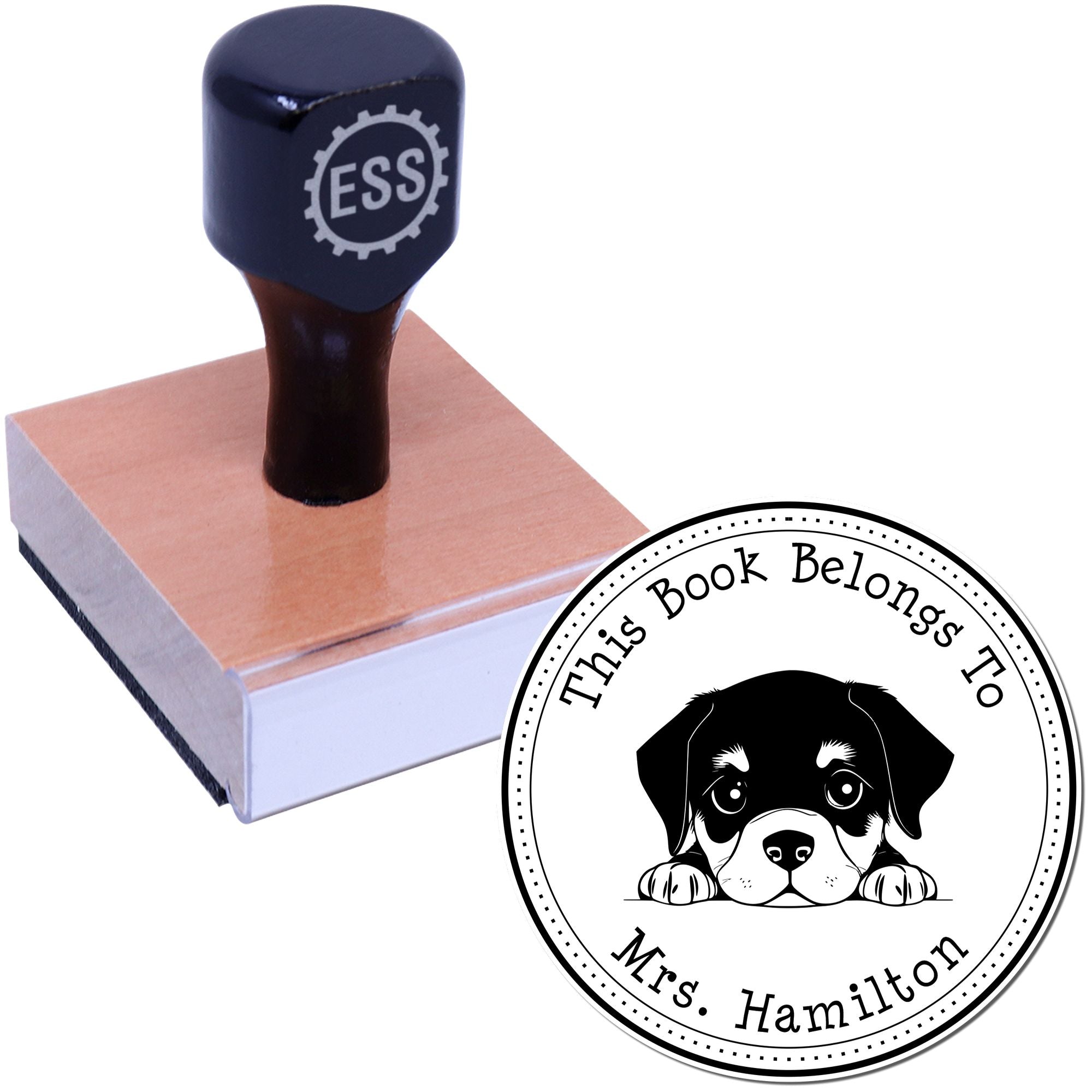 Wooden Handle Rottweiler Custom-Made From the Desk of Stamper - Engineer Seal Stamps