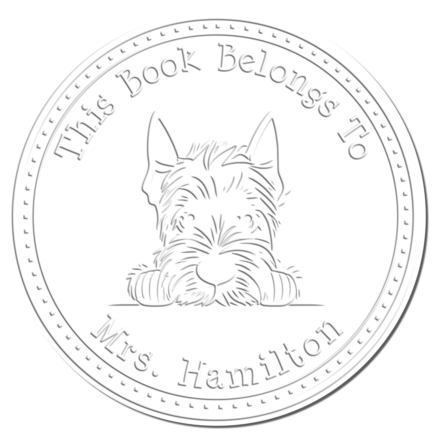 Scottish Terrier Personalized Book Label Embossing Seal - Engineer Seal Stamps