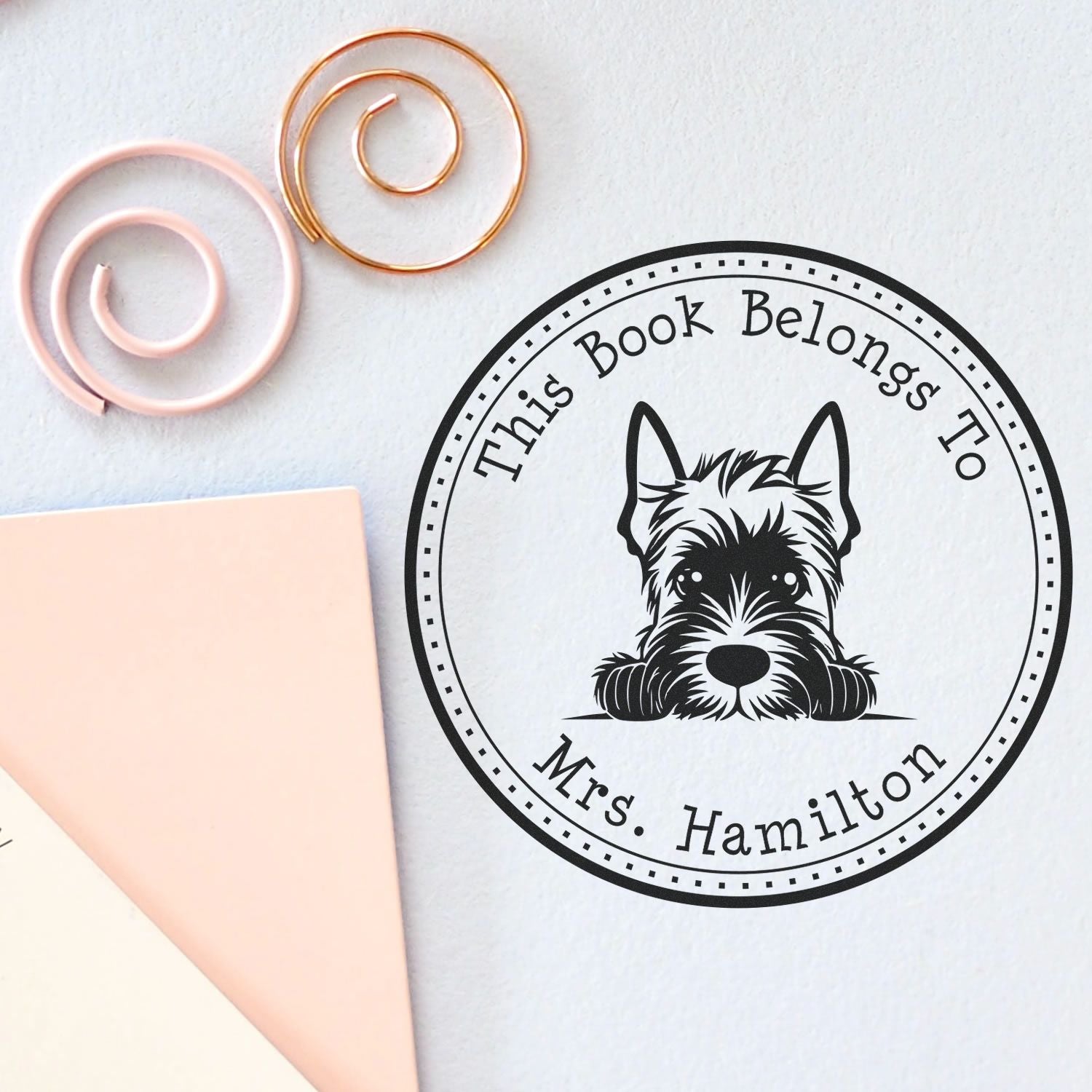 Scottish Terrier Custom Library Name Stamper - Engineer Seal Stamps