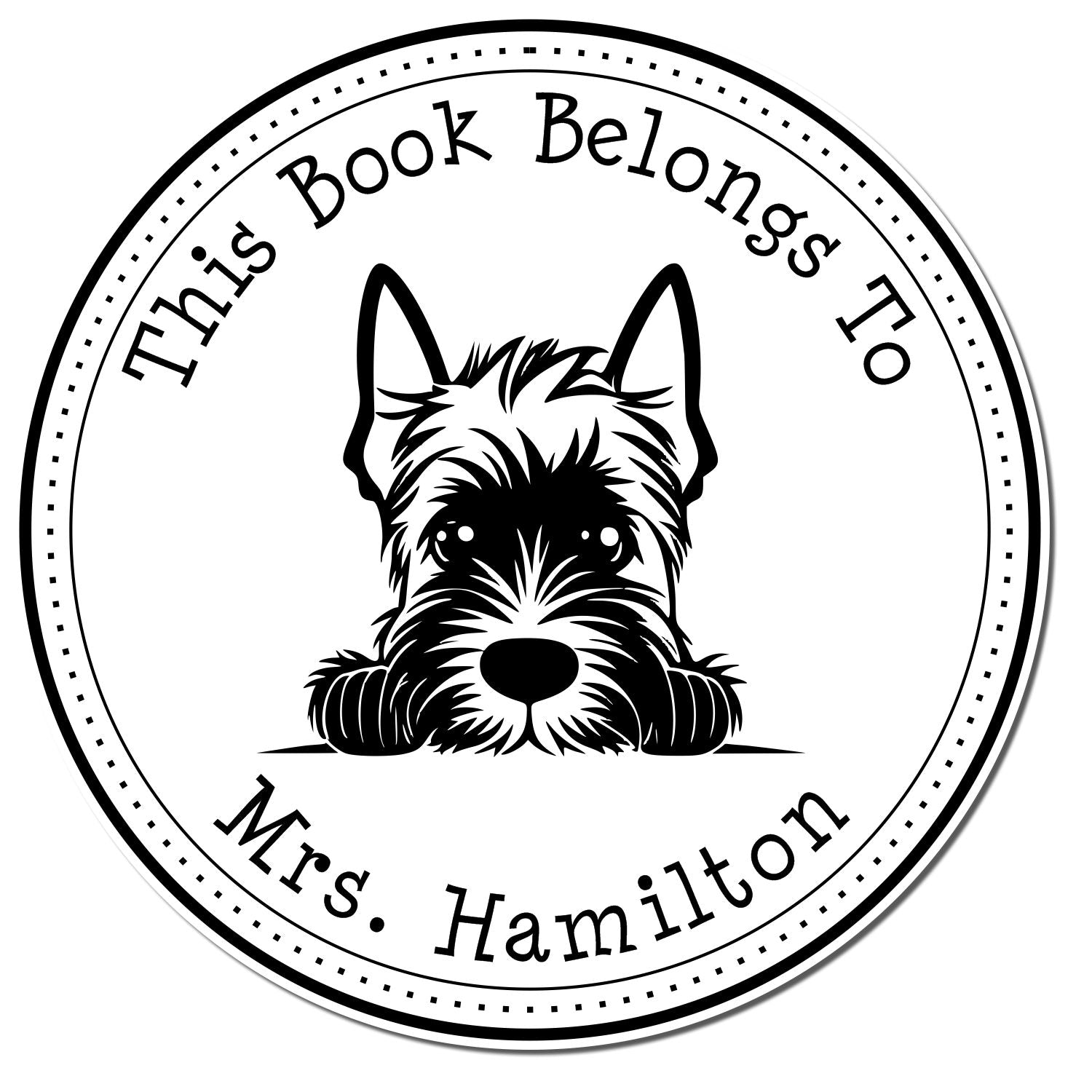 Self-Inking Scottish Terrier Personalizable Property of Stamper - Engineer Seal Stamps