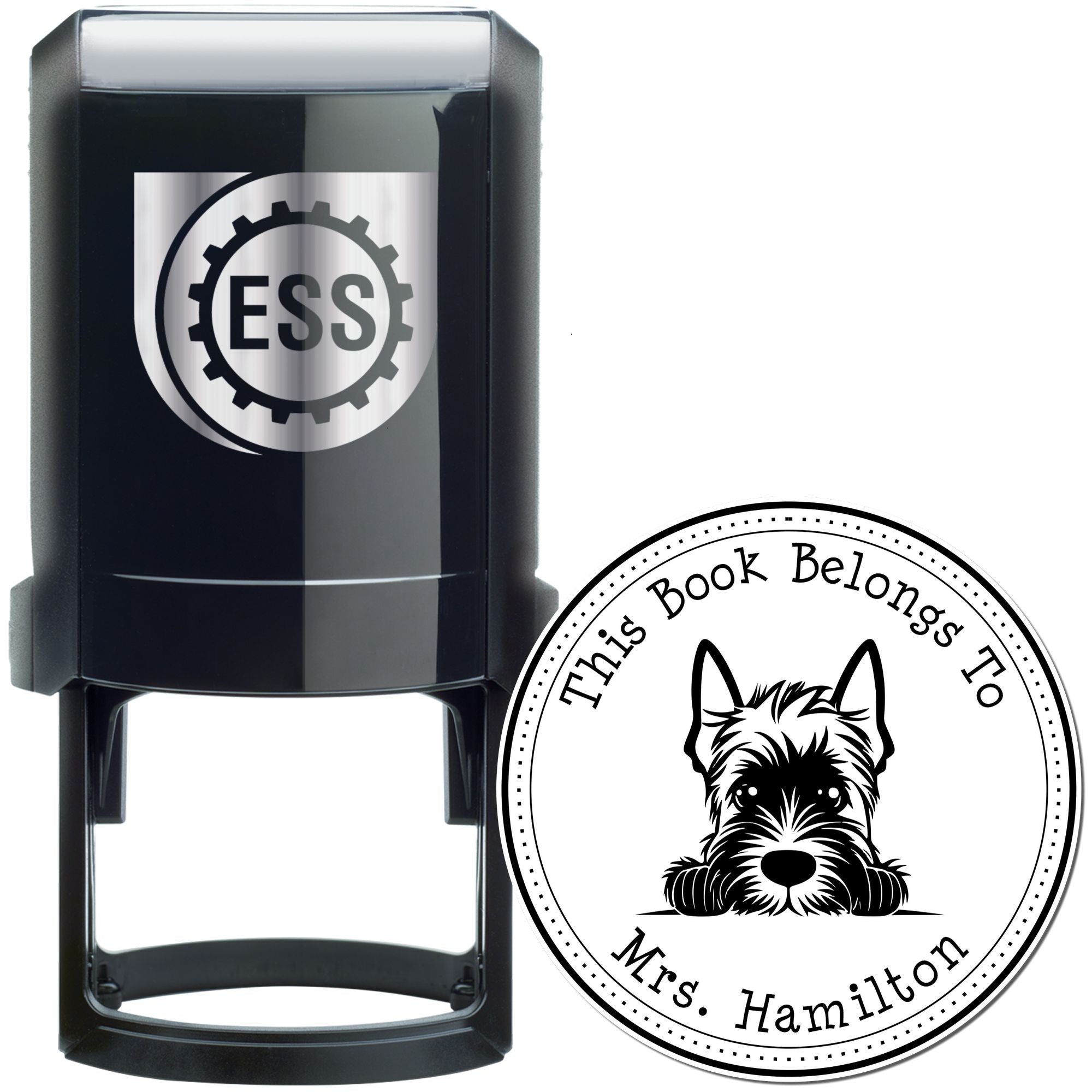 Self-Inking Scottish Terrier Personalizable Property of Stamper - Engineer Seal Stamps