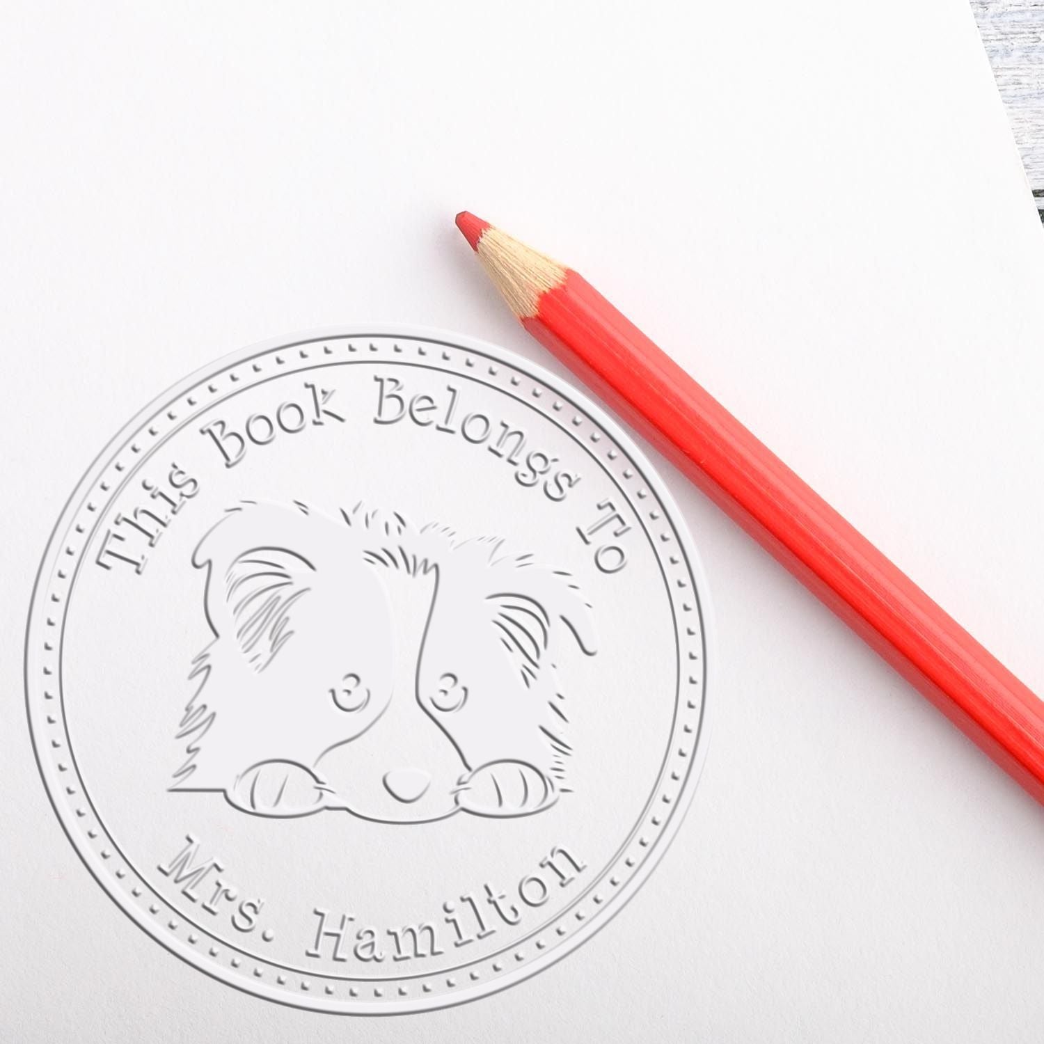 Shetland Sheepdog Personalized Book Label Embossing Stamp - Engineer Seal Stamps