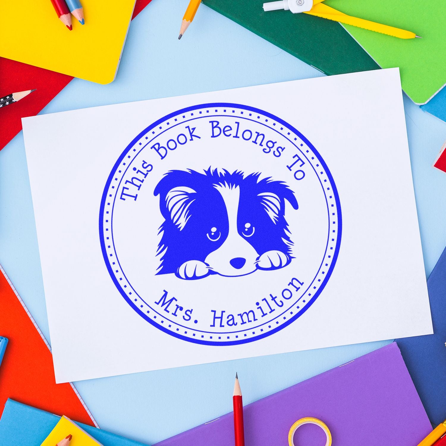 Self-Inking Shetland Sheepdog Personalizable Read it Return It Stamp - Engineer Seal Stamps