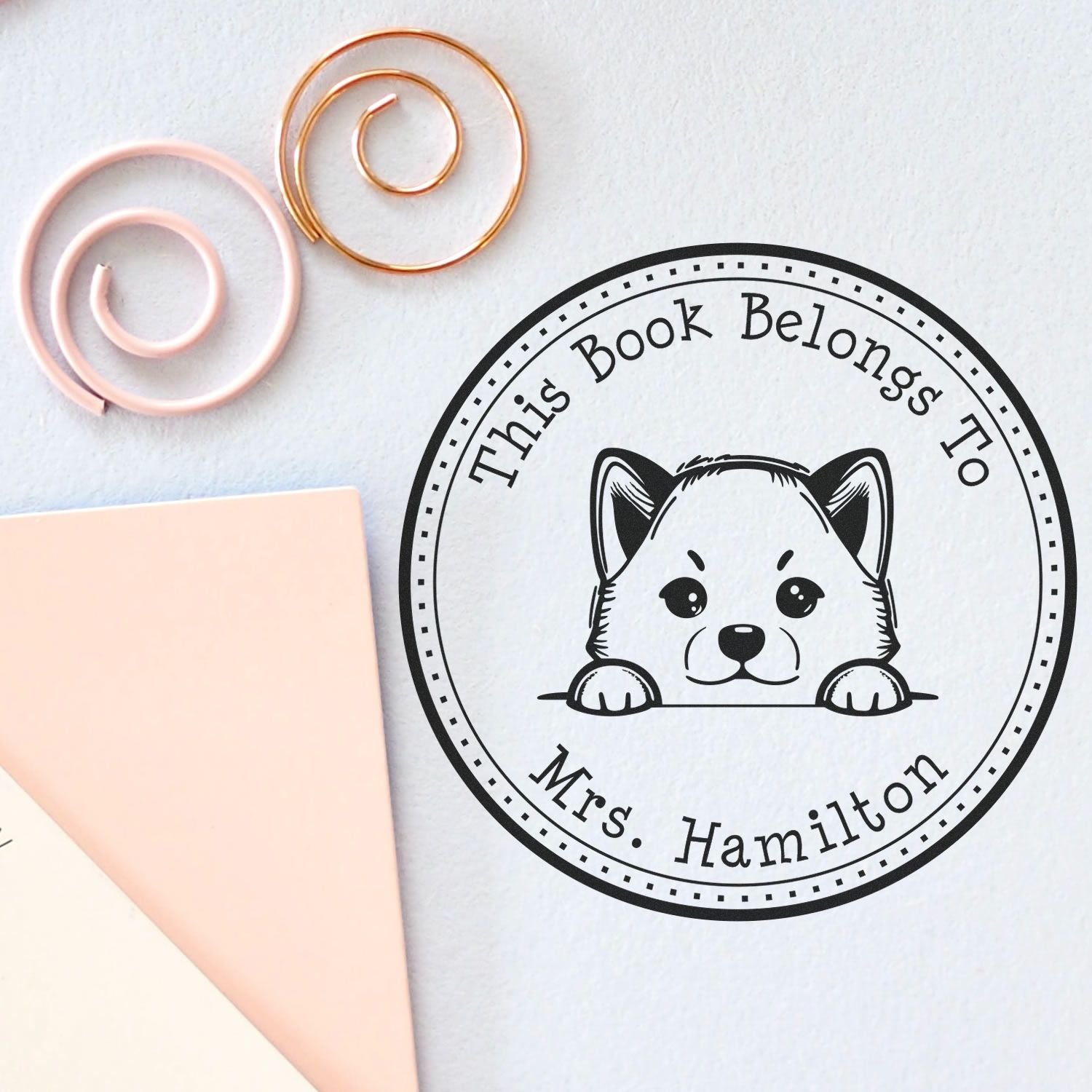 Self-Inking Shiba Inu Personalizable Read it Return It Stamper - Engineer Seal Stamps