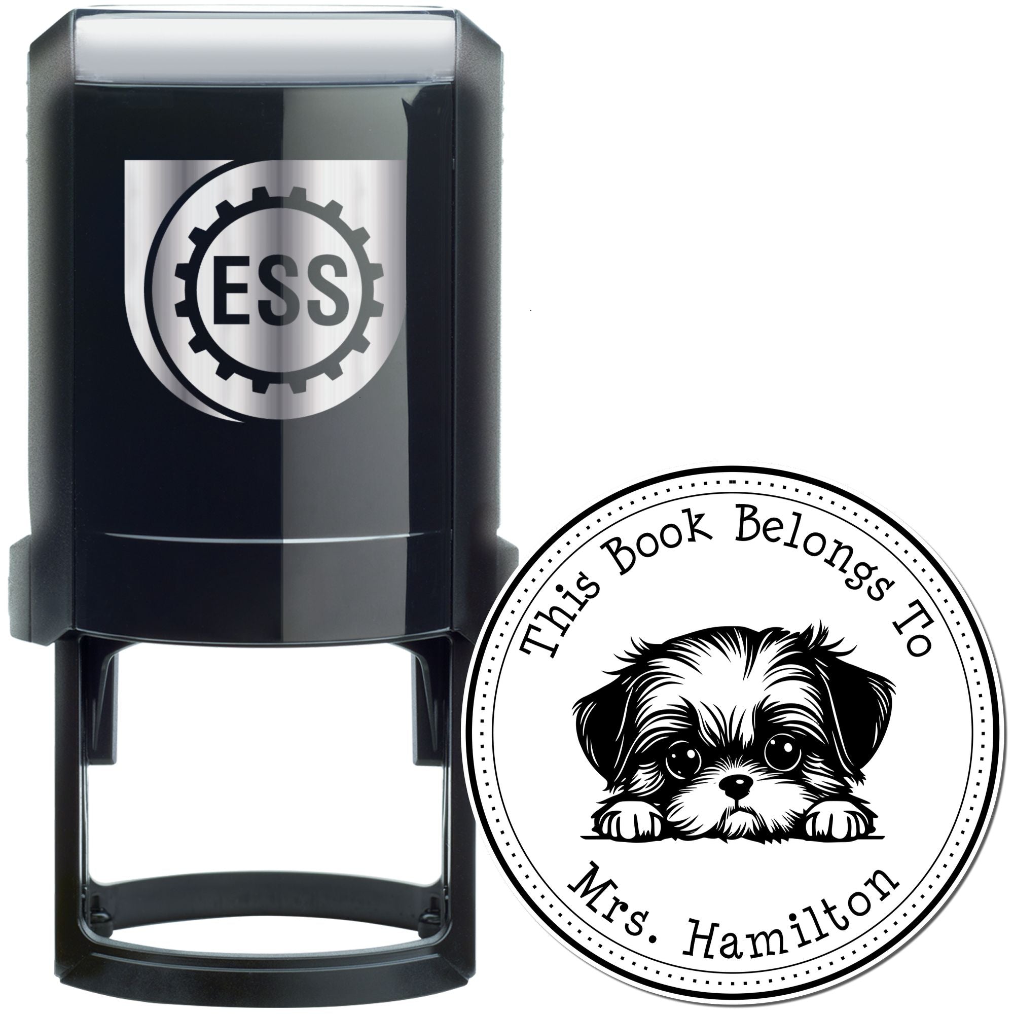 Self-Inking Shih Tzu Personalizable Book Stamp - Engineer Seal Stamps