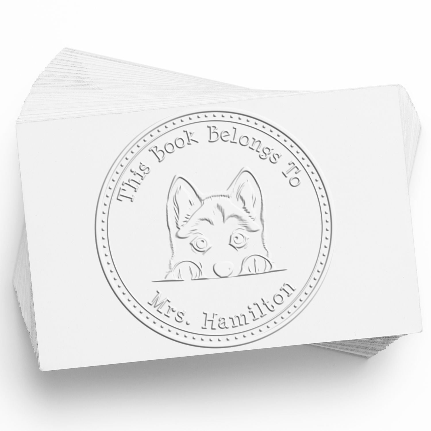 Siberian Husky Personalized Book Label Embossing Seal Stamp