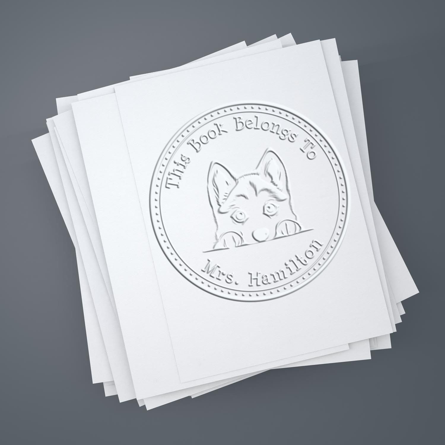 Handheld Siberian Husky Personalized Ex Libris Embossing Seal - Engineer Seal Stamps