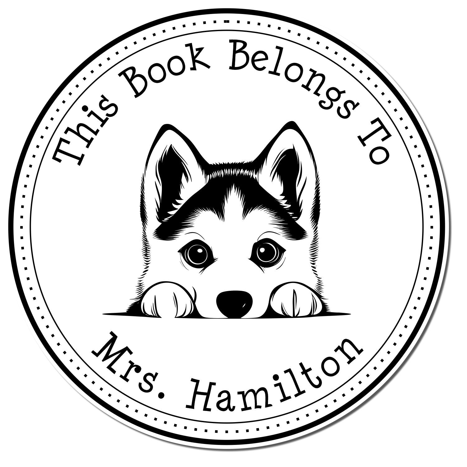 Wooden Handle Siberian Husky Custom-Made Ex Libris Library Stamper - Engineer Seal Stamps