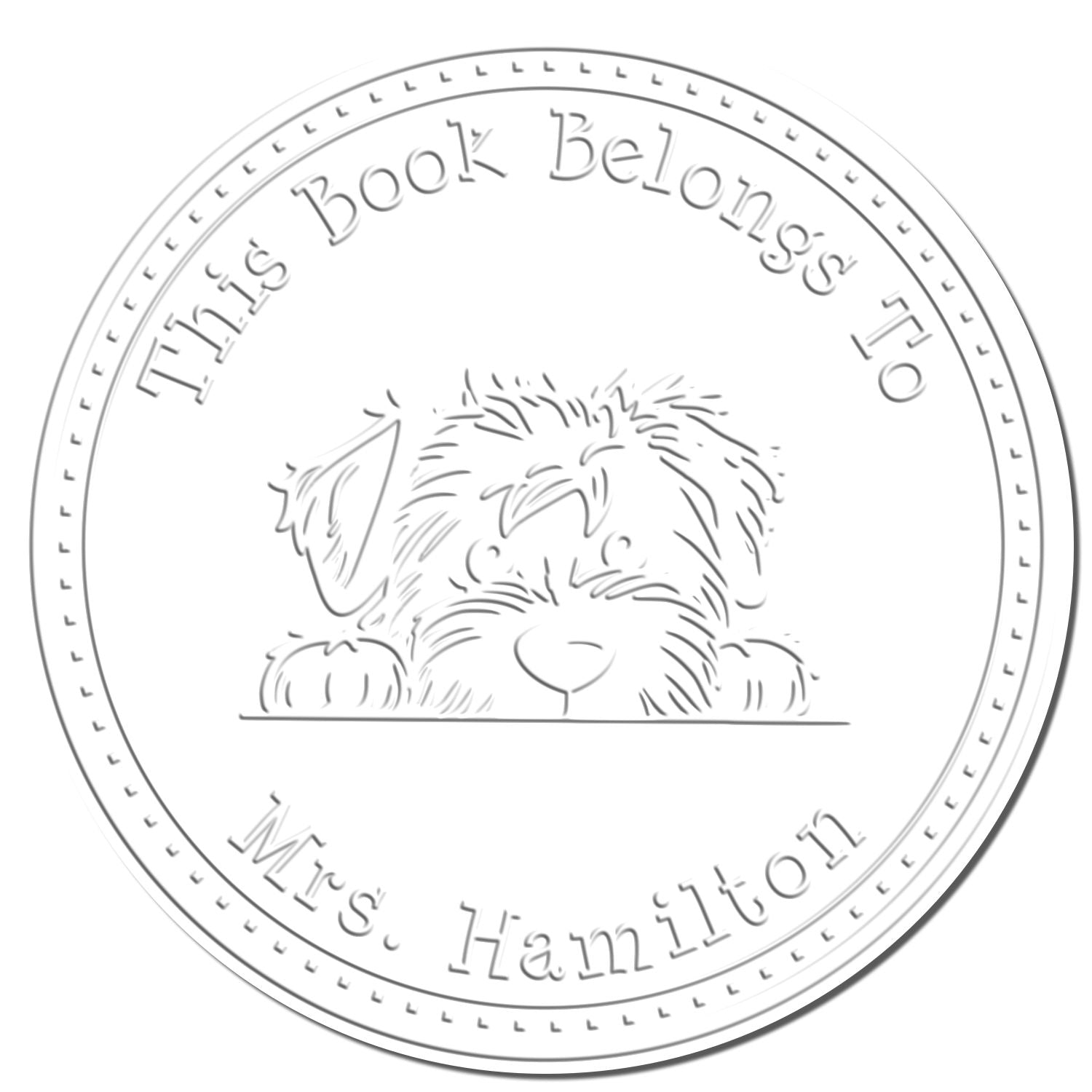 Handheld Soft Coated Wheaten Terrier Personalized Ex Libris Embossing Stamp - Engineer Seal Stamps