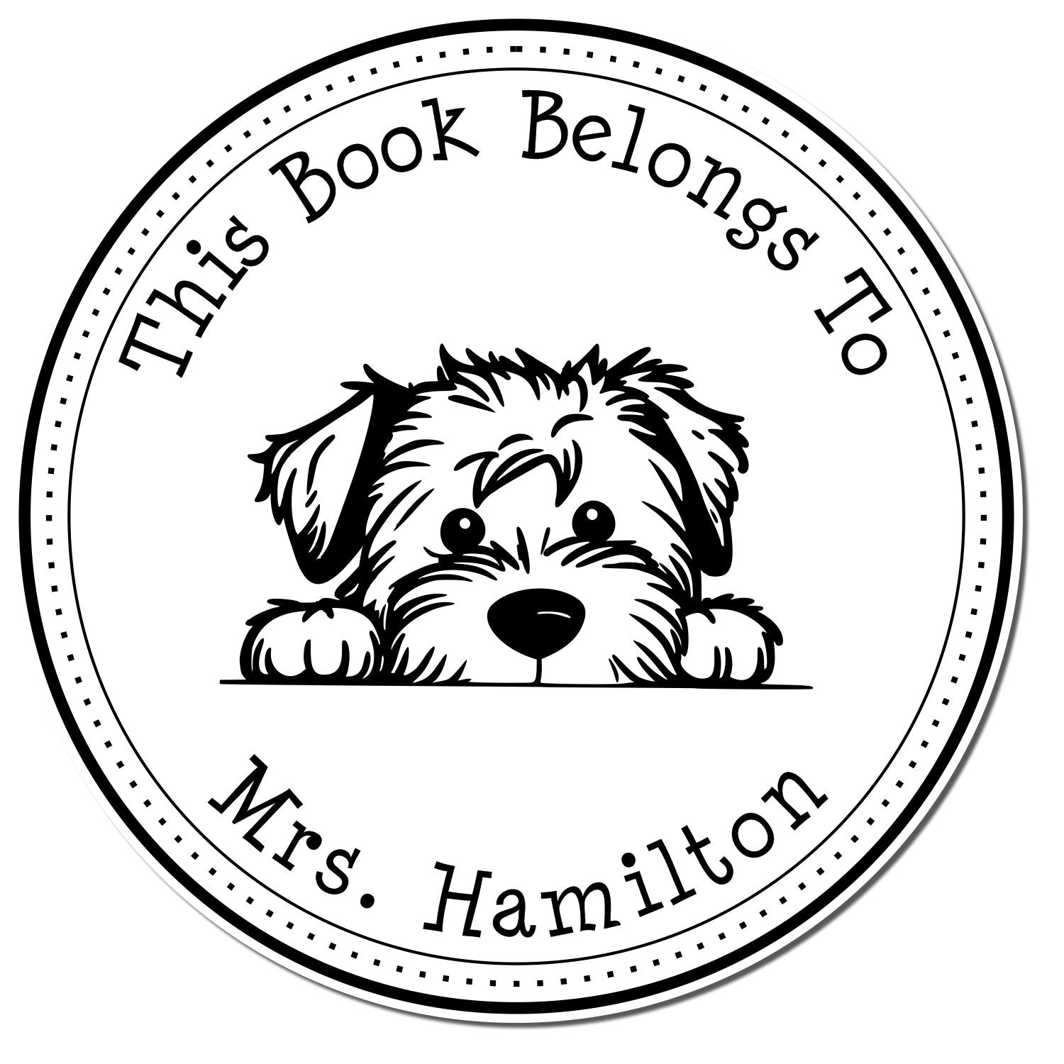 Wooden Handle Soft Coated Wheaten Terrier Custom-Made Ex Libris Book Stamp - Engineer Seal Stamps