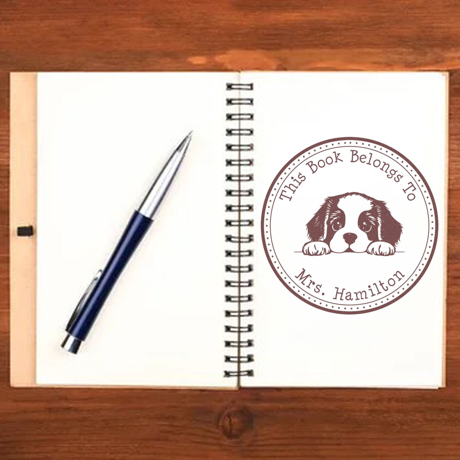 Staffordshire Bull Terrier Customizable Book Label Stamper - Engineer Seal Stamps