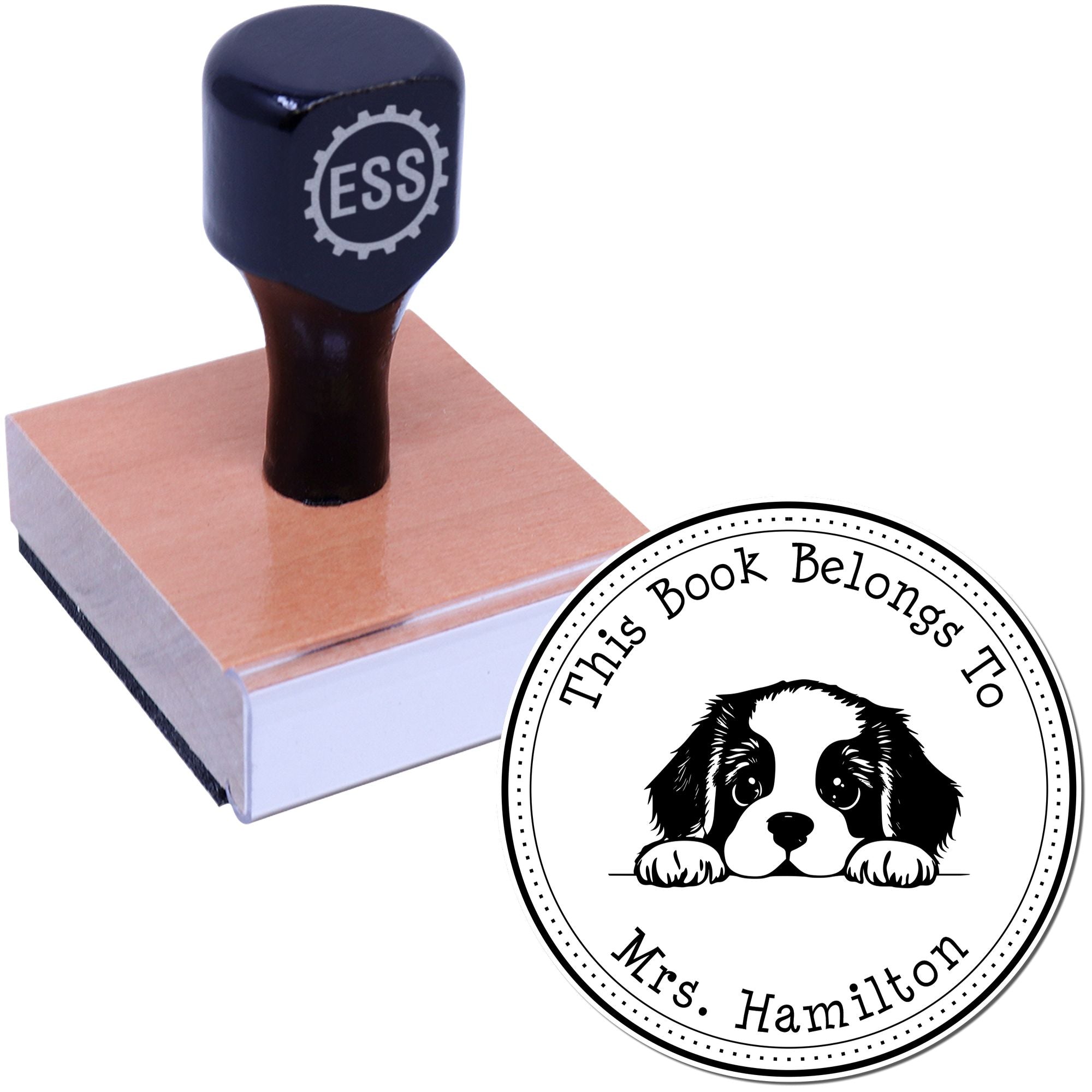 Wooden Handle Staffordshire Bull Terrier Custom-Made Ex Libris Book Stamper - Engineer Seal Stamps