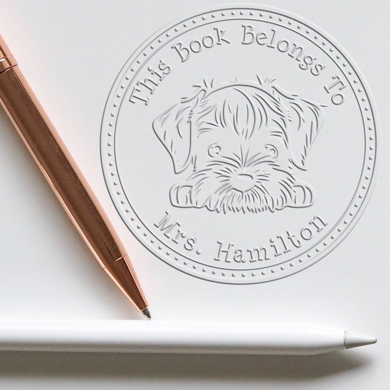 St Bernard Personalized Library Name Embosser