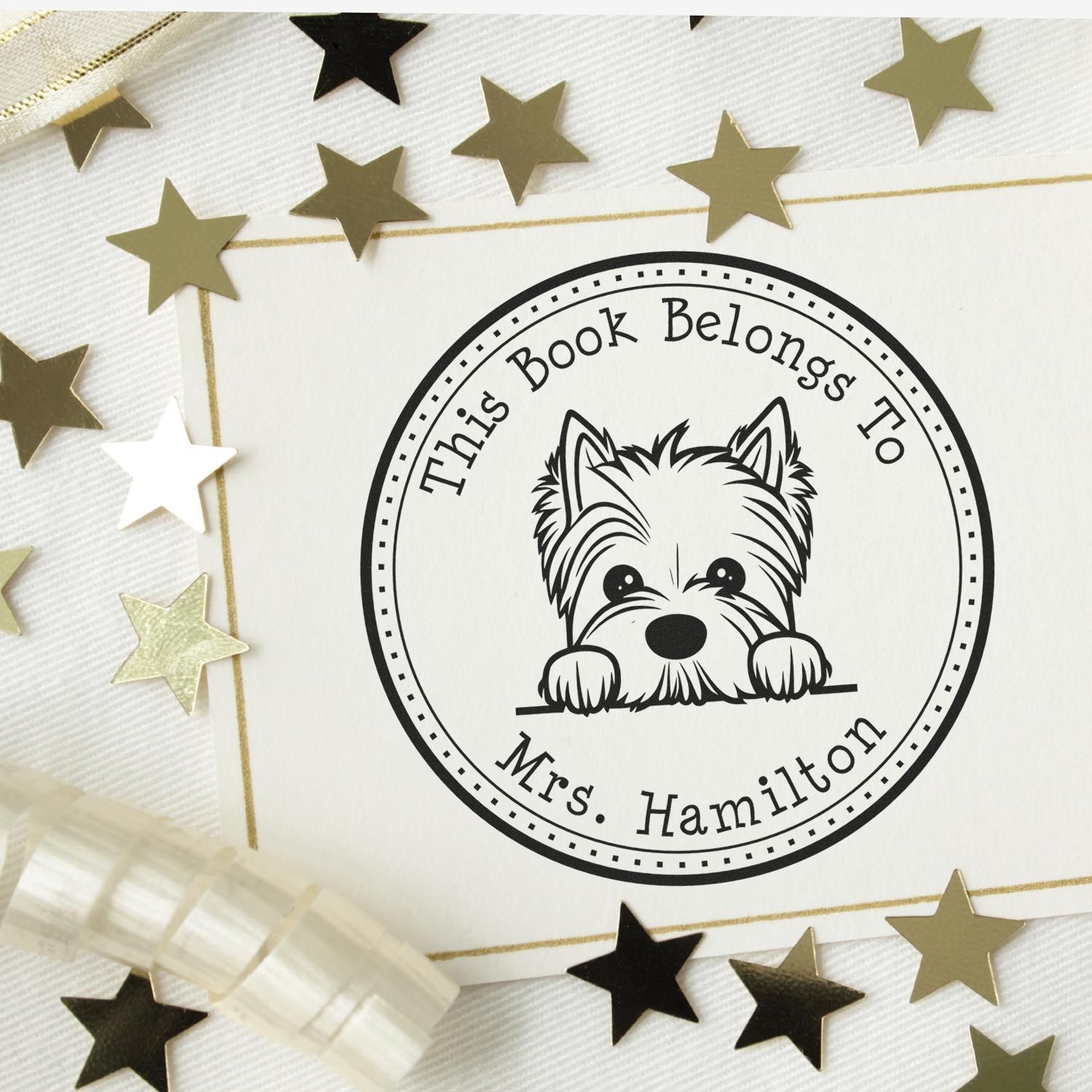 West Highland White Terrier Custom-Made Book Stamp - Engineer Seal Stamps