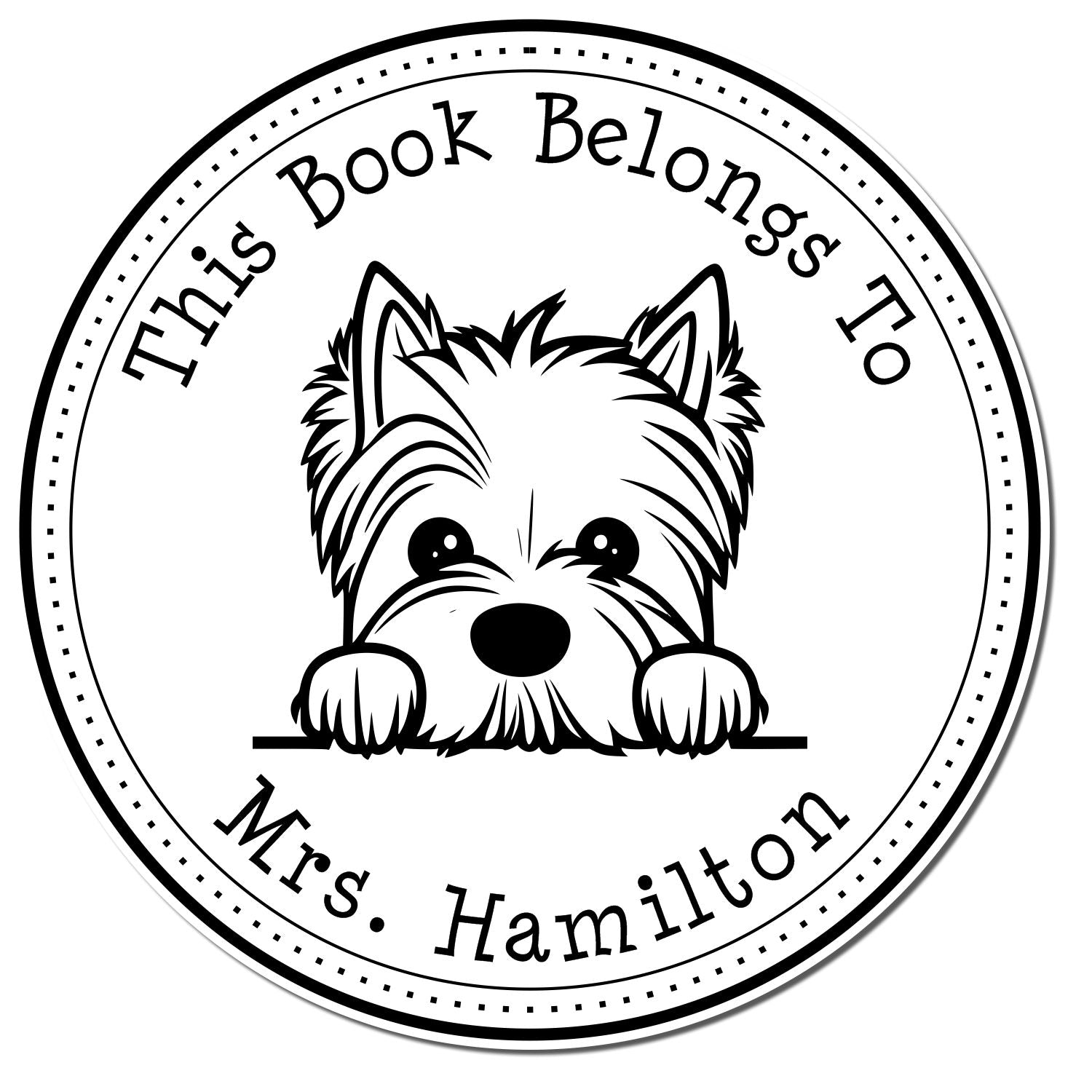 Self-Inking West Highland White Terrier Personalizable Ex Libris Library Stamp - Engineer Seal Stamps