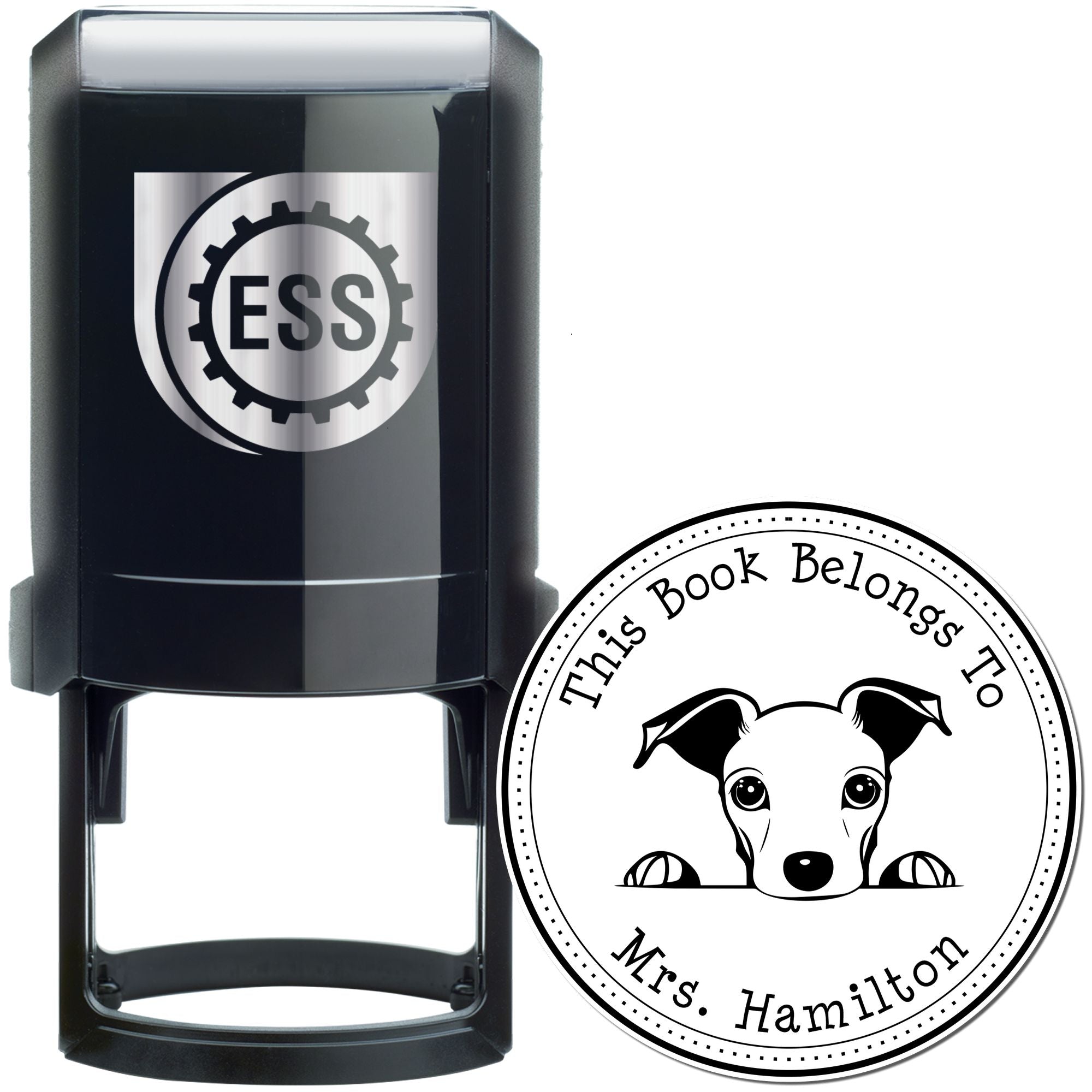 Self-Inking Whippet Personalizable Ex Libris Library Stamper - Engineer Seal Stamps