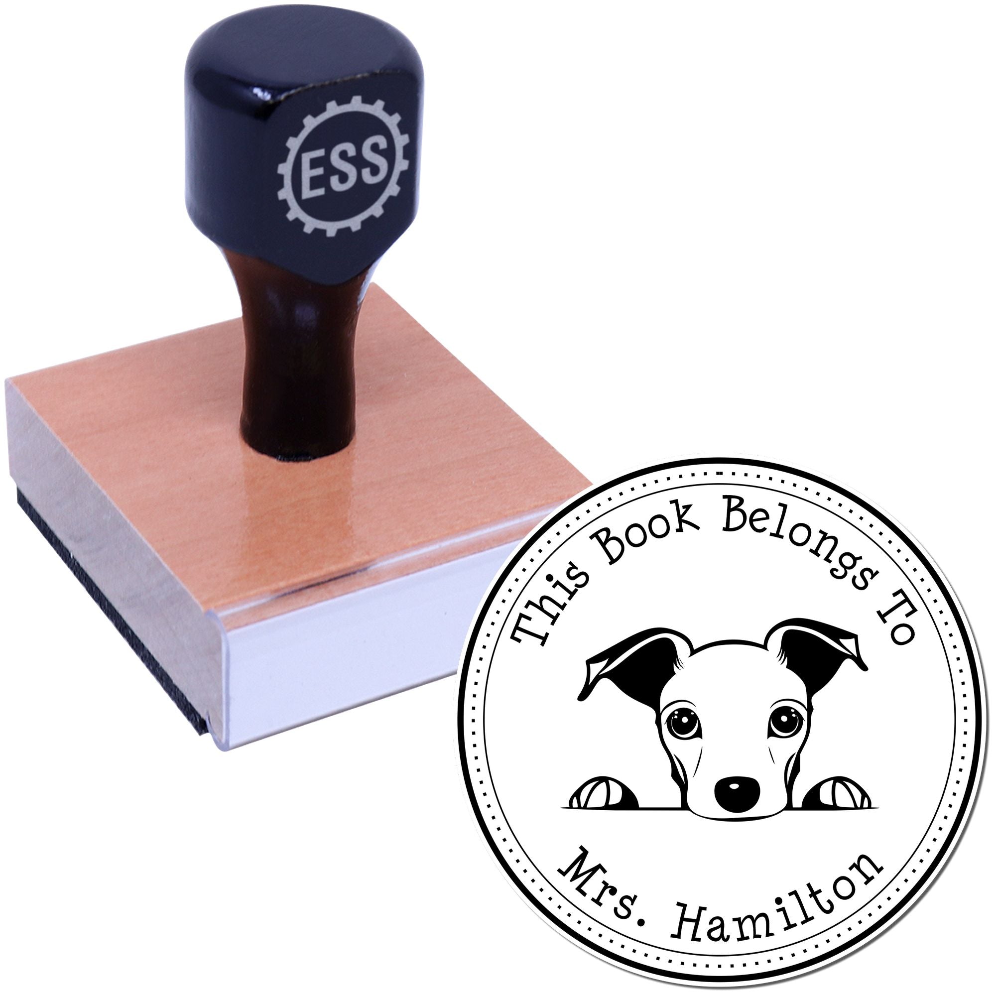 Wooden Handle Whippet Custom-Made Book Collection Stamper - Engineer Seal Stamps