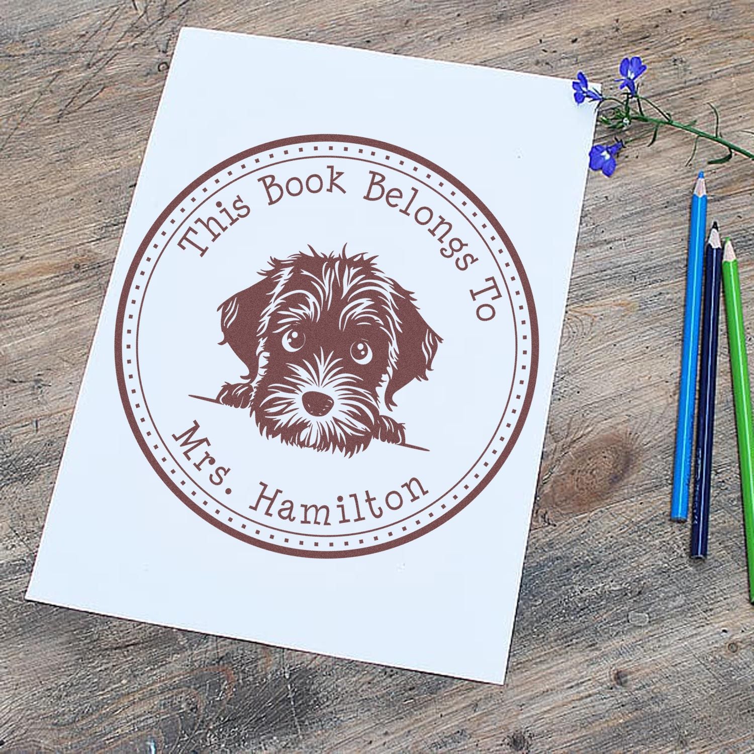 Wirehaired Pointing Griffon Personalizable From the Library of Stamp - Engineer Seal Stamps