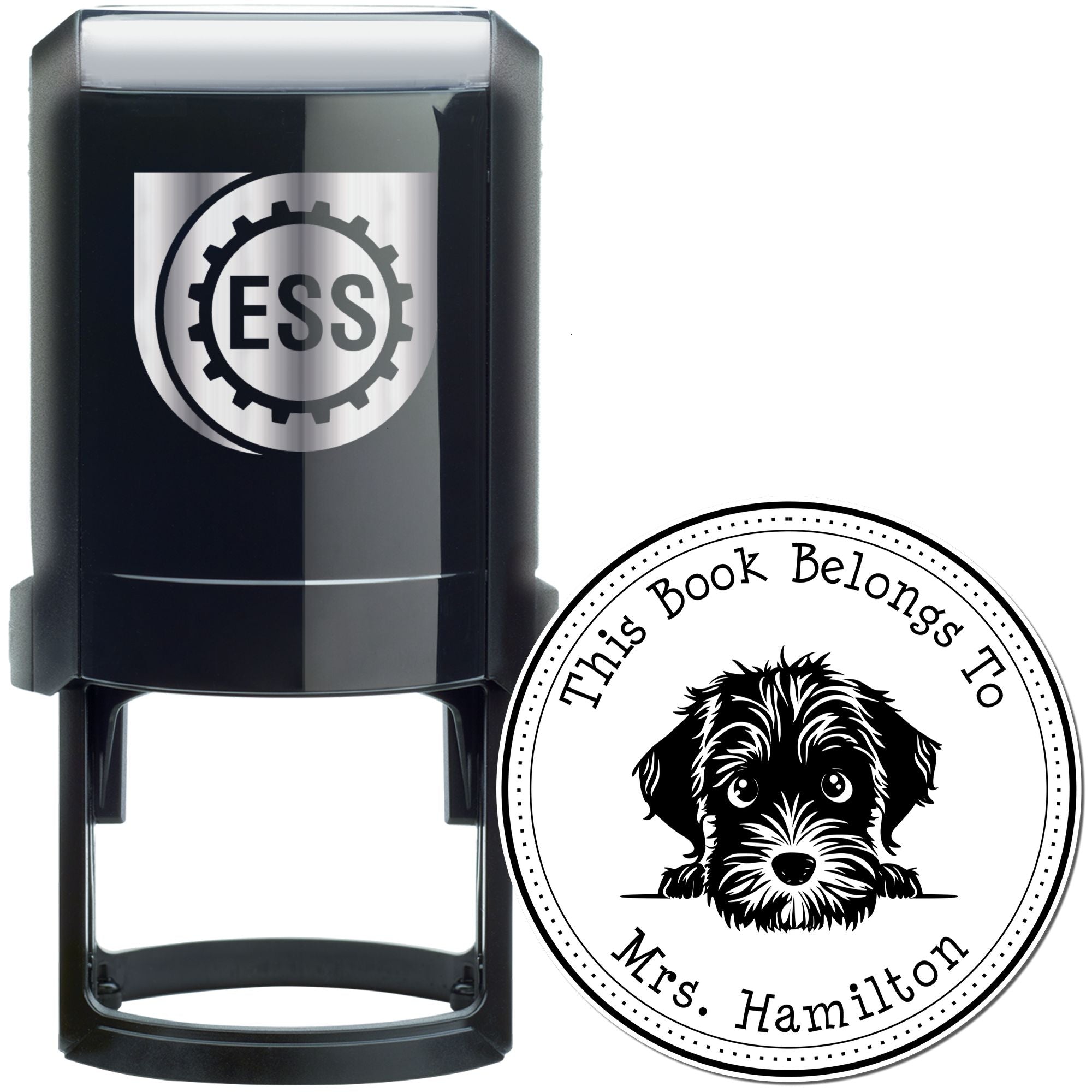 Self-Inking Wirehaired Pointing Griffon Personalizable Ex Libris Book Stamp - Engineer Seal Stamps